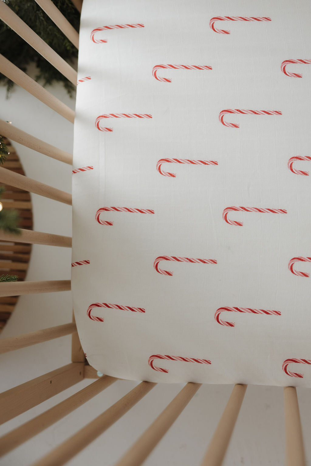 Muslin Crib Sheet | Candy Cane