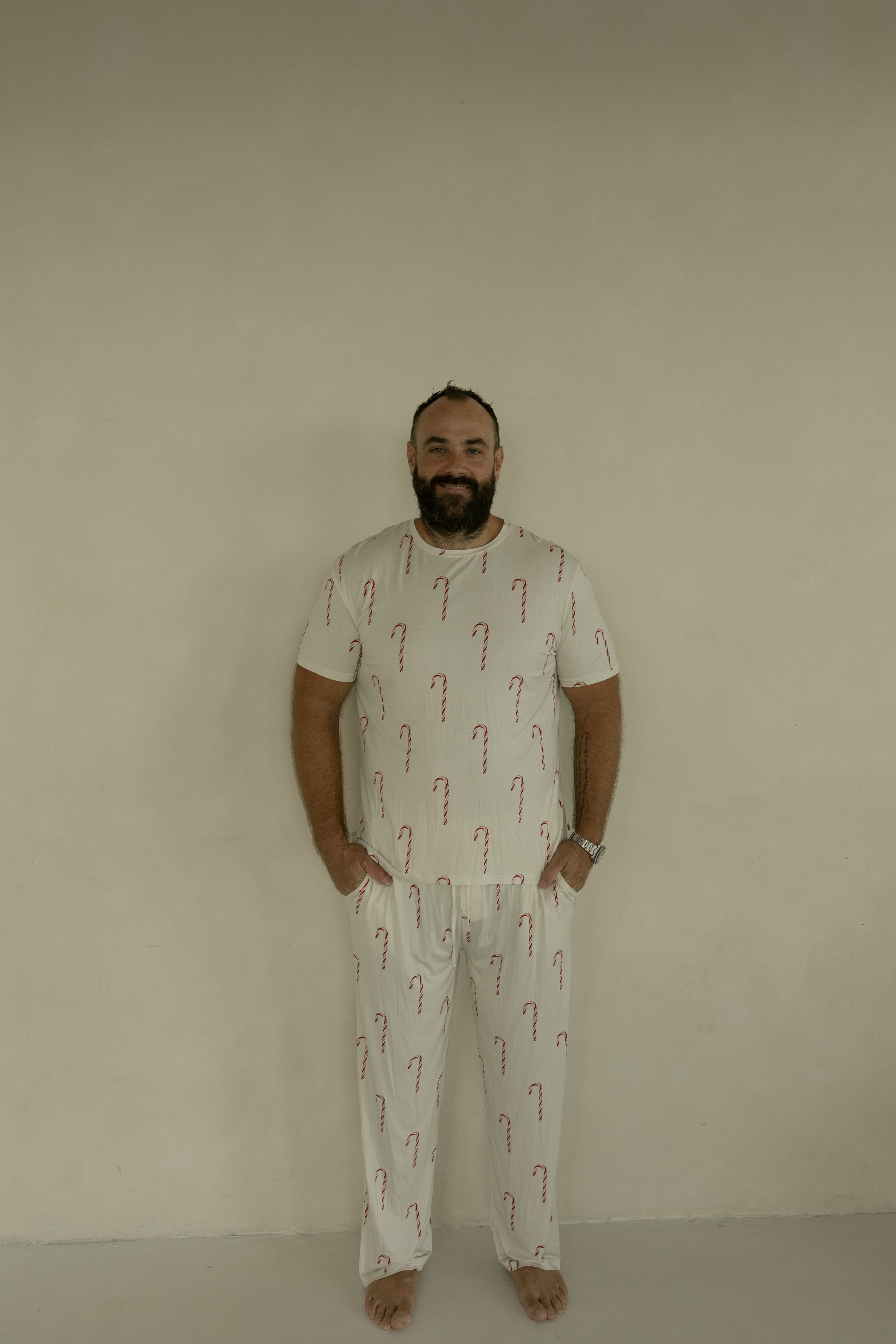 Men's Short Sleeve Bamboo Pajamas | Candy Cane