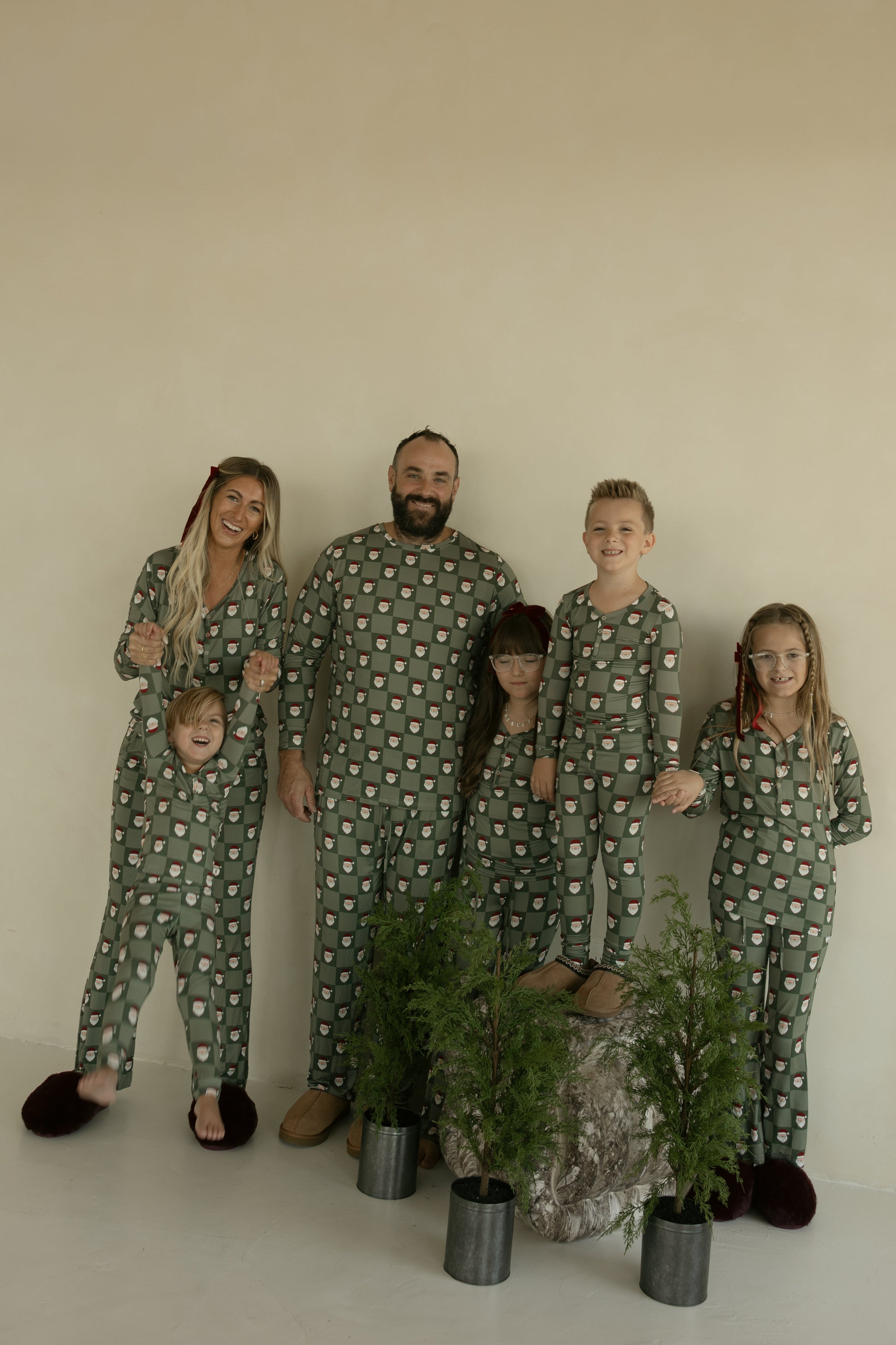 Women's Bamboo Pajamas | Santa Checkerboard