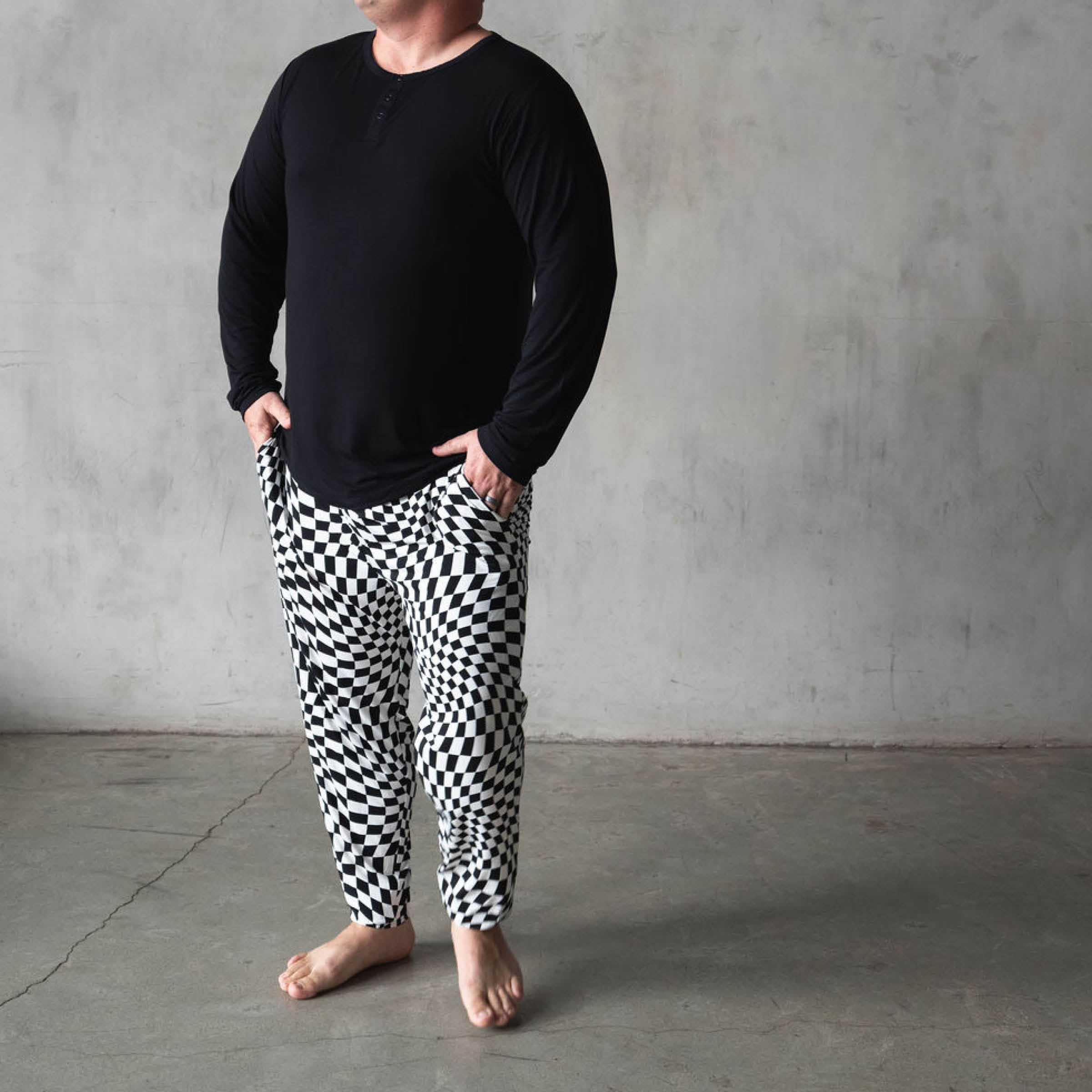 B&W Wavy Checker | Men's Bamboo Viscose Jogger