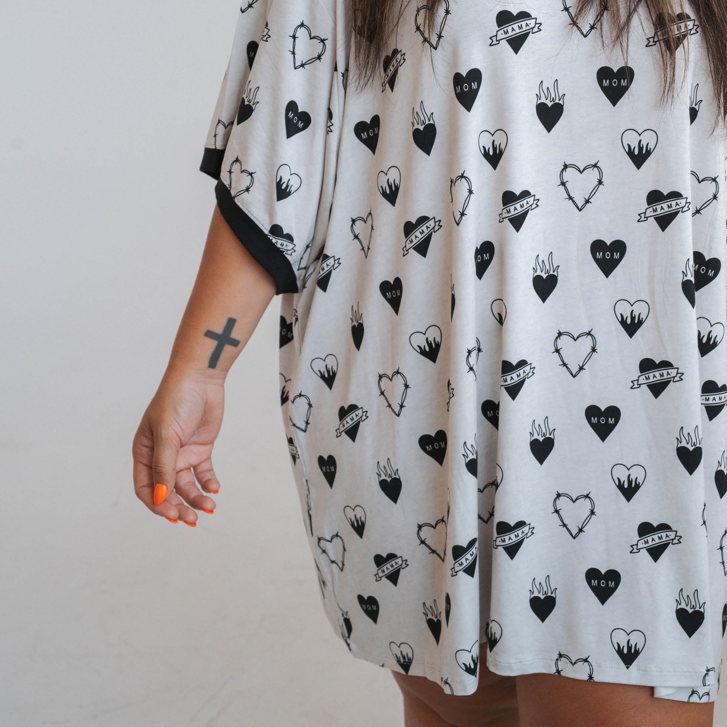 Tattoo Heart Heather Grey | Women's T-Shirt Dress