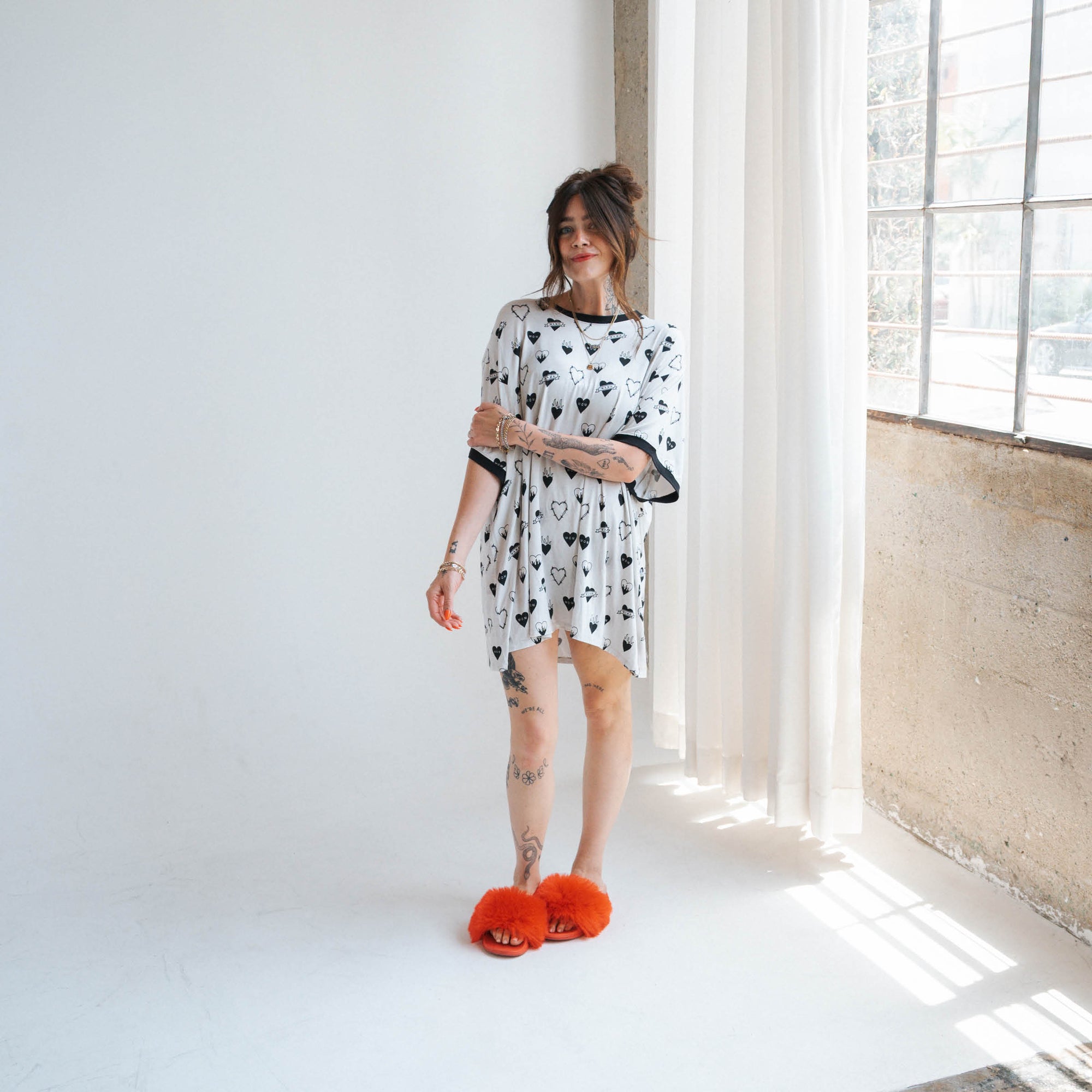 Tattoo Heart Heather Grey | Women's T-Shirt Dress