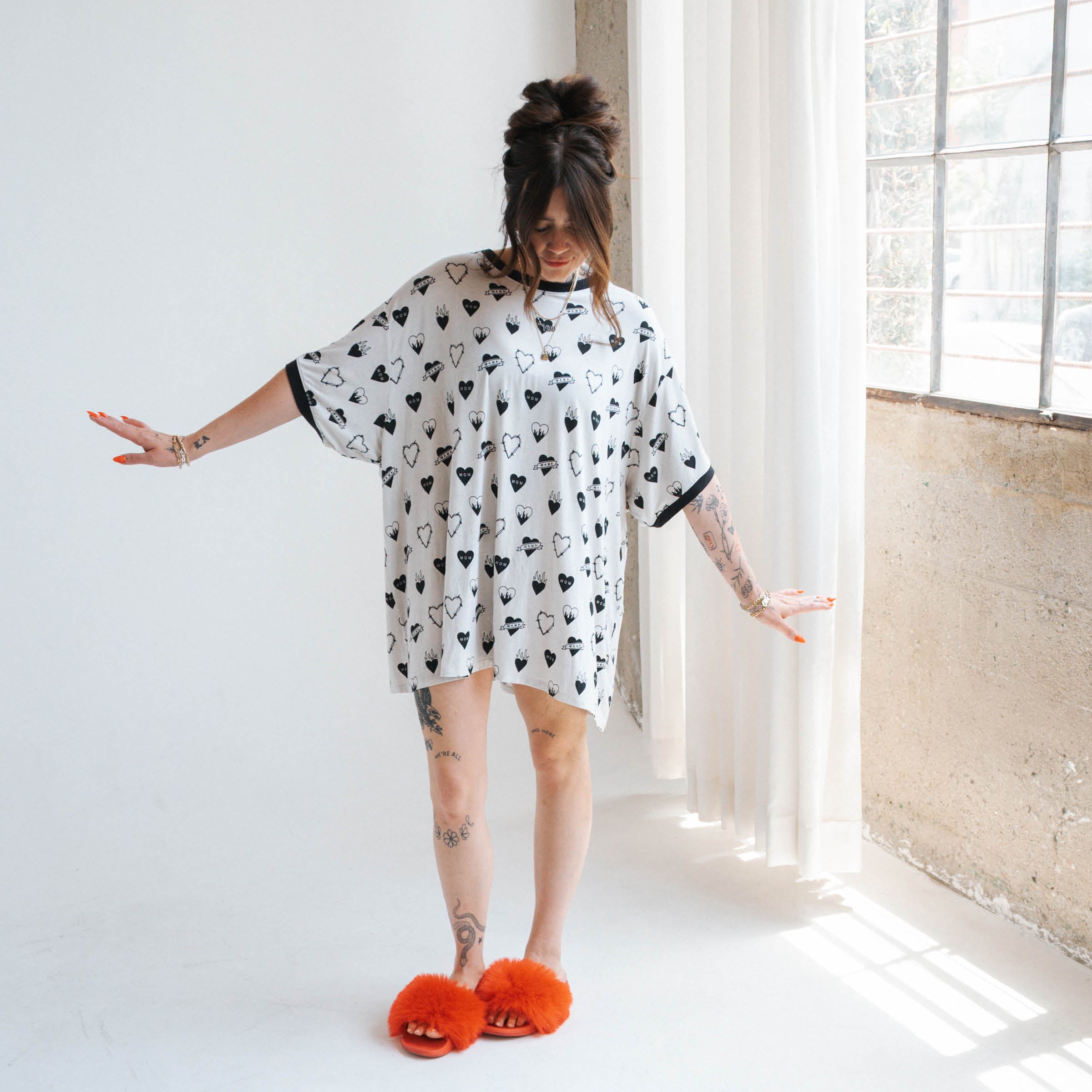 Tattoo Heart Heather Grey | Women's T-Shirt Dress