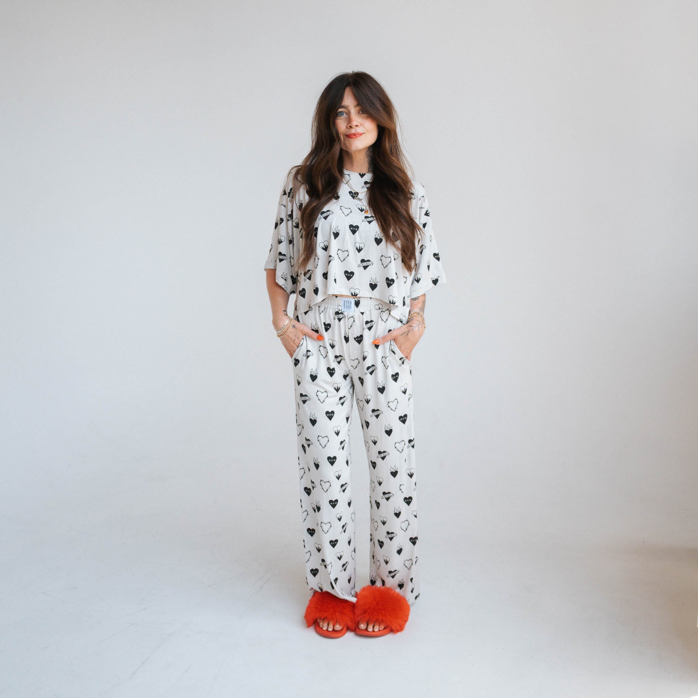 Tattoo Heart Heather Grey | Women's Cropped Boxy Top