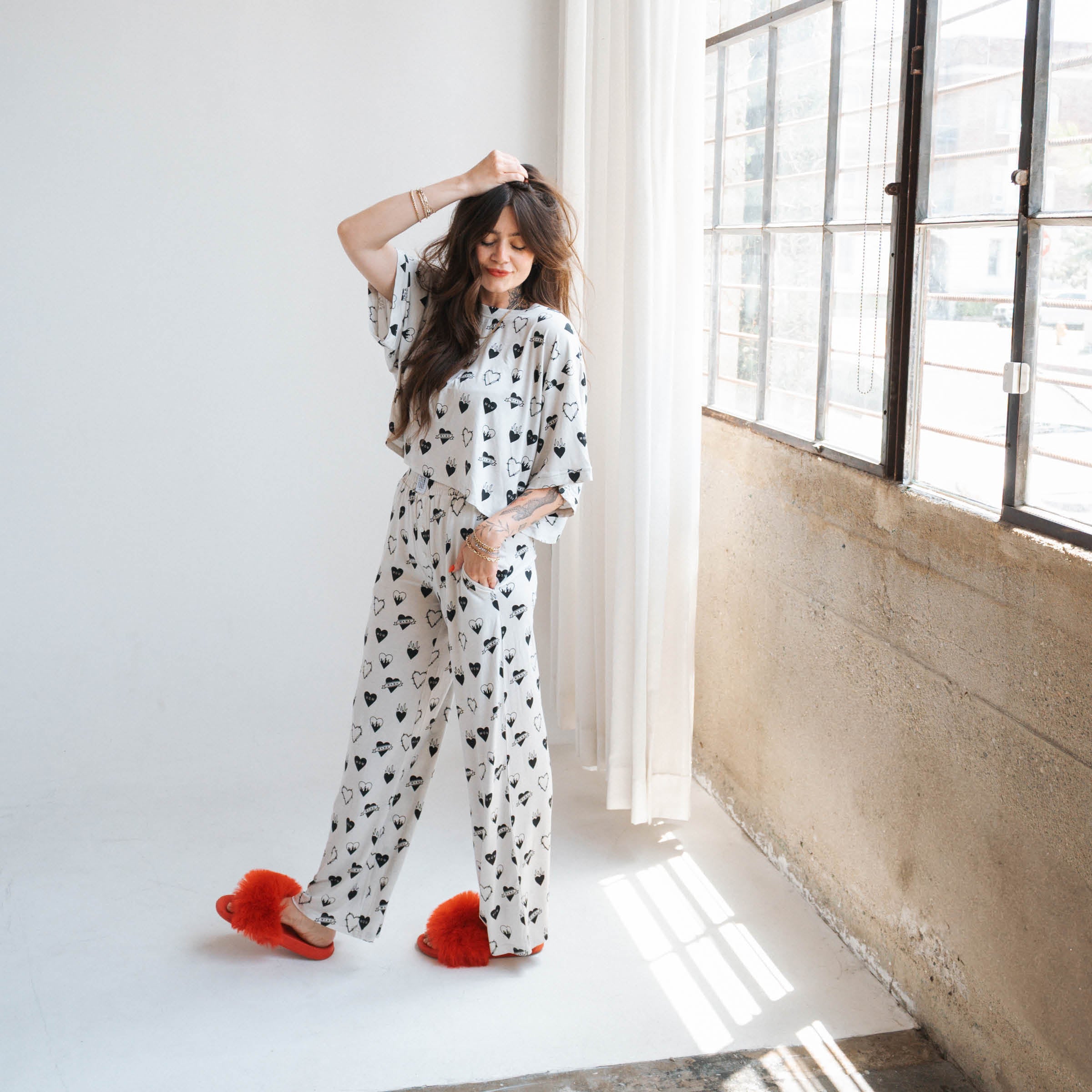 Tattoo Heart Heather Grey | Women's Cropped Boxy Top