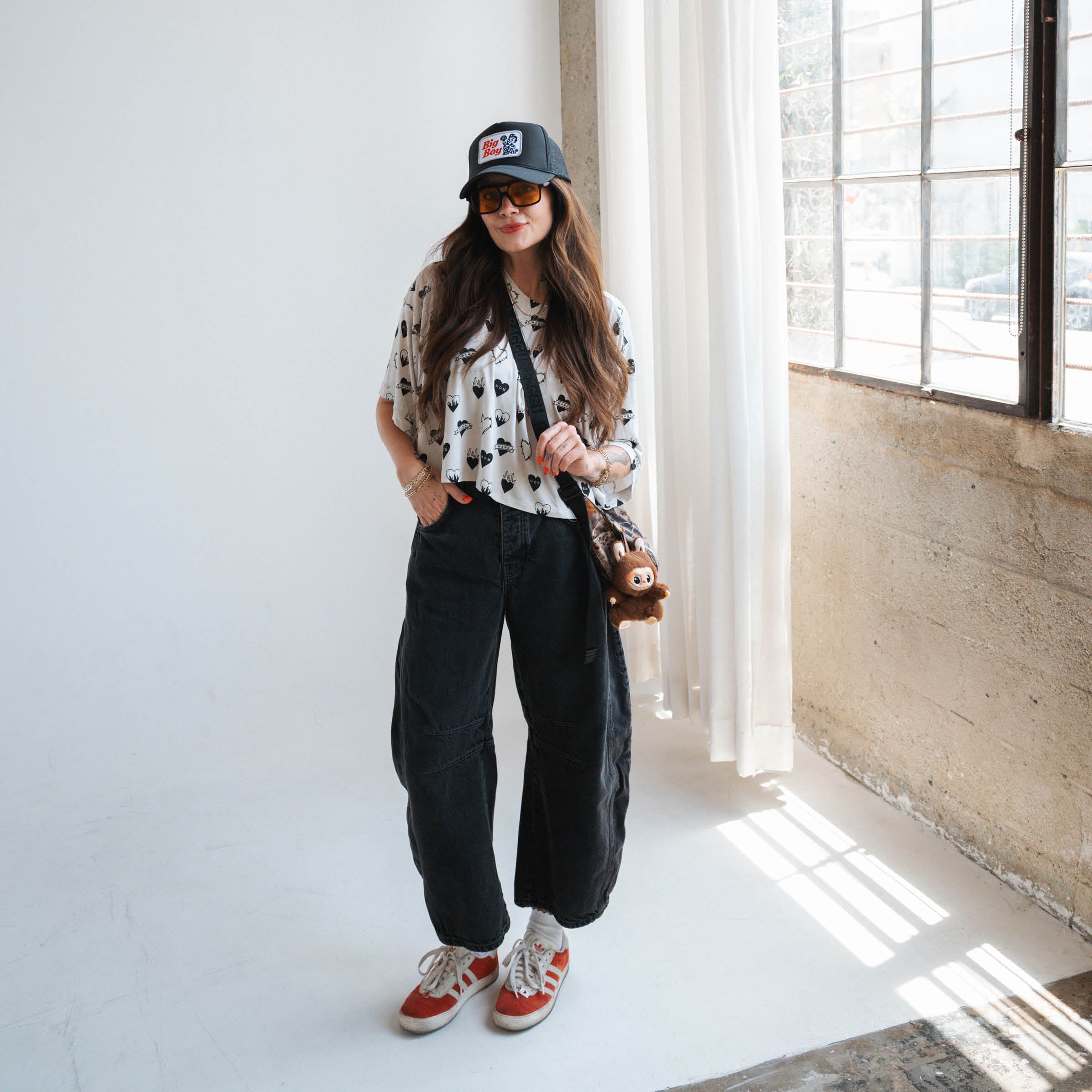 Tattoo Heart Heather Grey | Women's Cropped Boxy Top