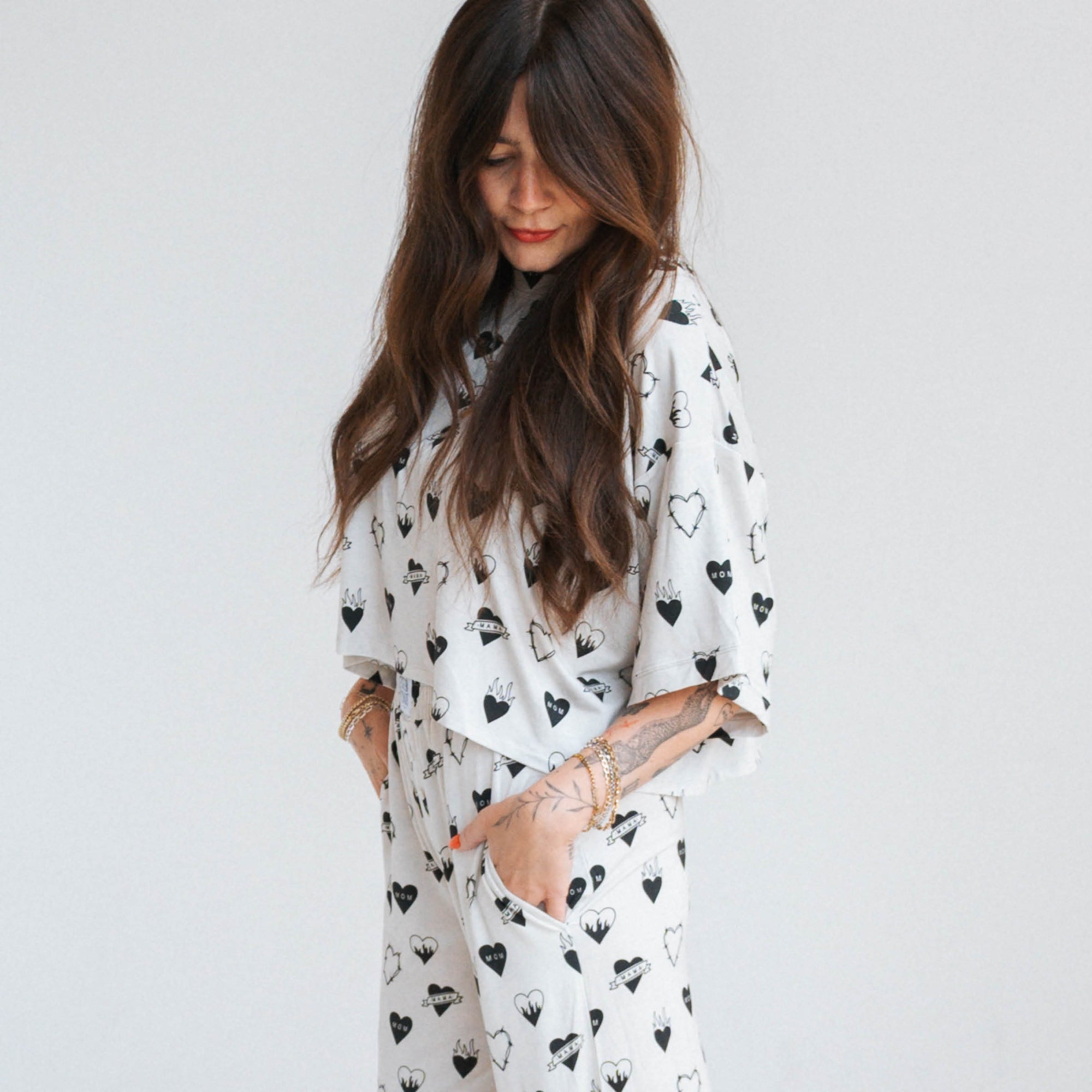 Tattoo Heart Heather Grey | Women's Cropped Boxy Top