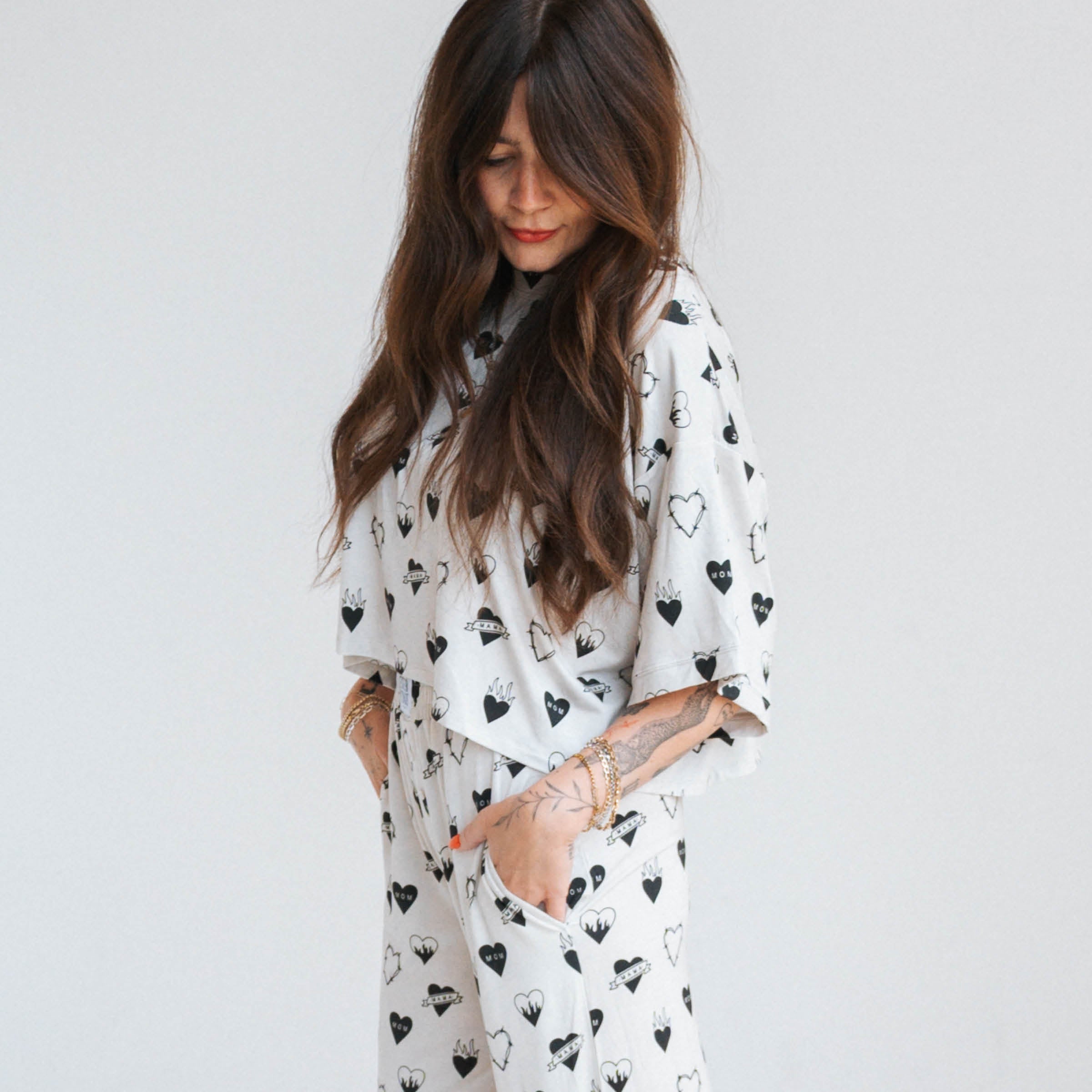 Tattoo Heart Heather Grey | Women's Cropped Boxy Top