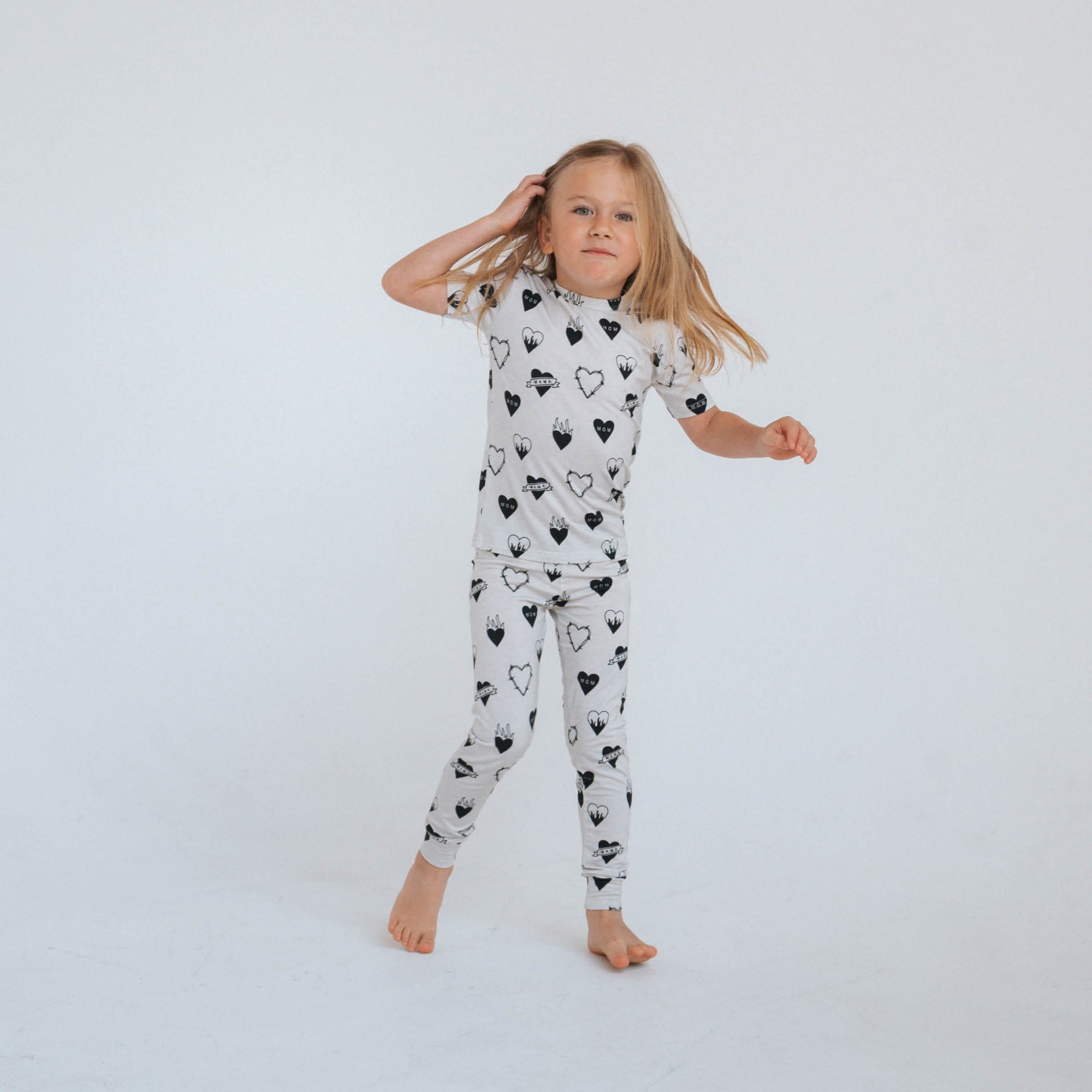 Tattoo Heart Heather Grey | Bamboo Viscose Two Piece Set