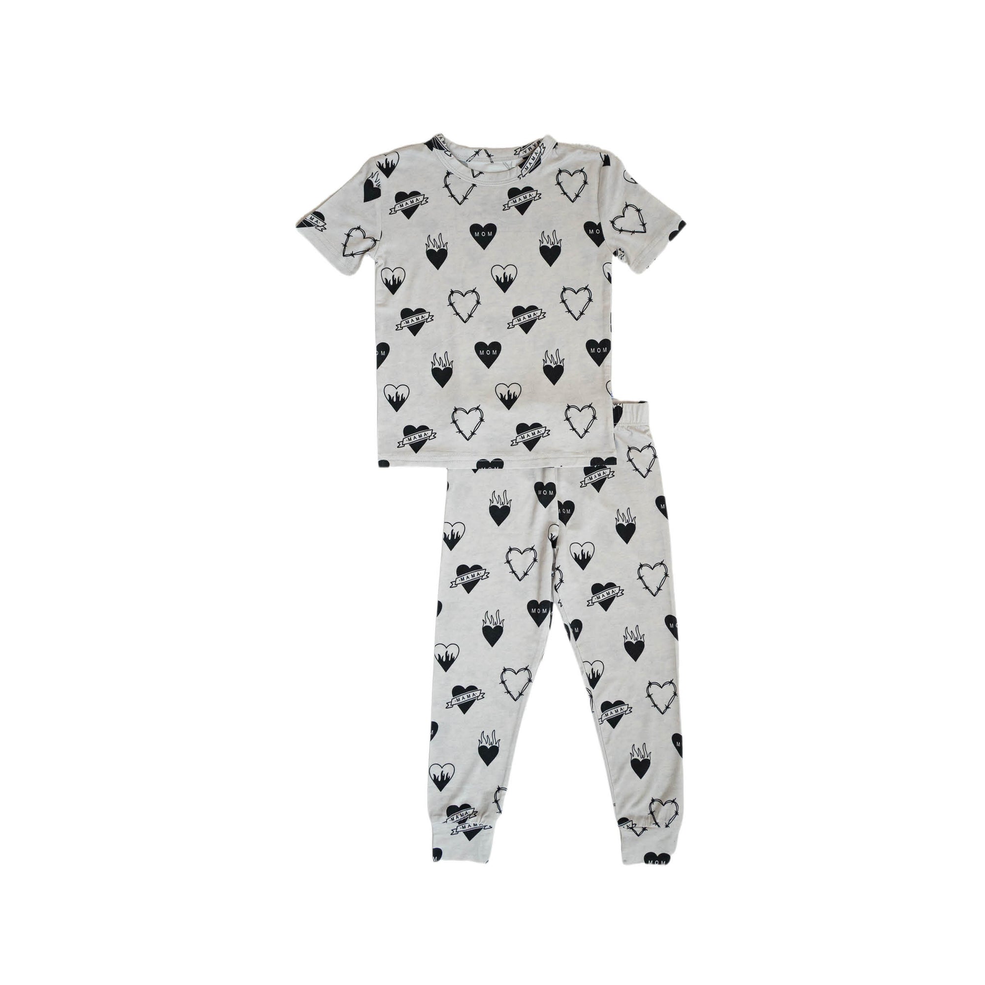Tattoo Heart Heather Grey | Bamboo Viscose Two Piece Set