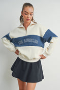 Load image into Gallery viewer, BUTTERMELON - COLOR BLOCKED LOS ANGELES EMBROIDERED SWEATSHIRTS - BMT7261: IVORY / OLIVE / S
