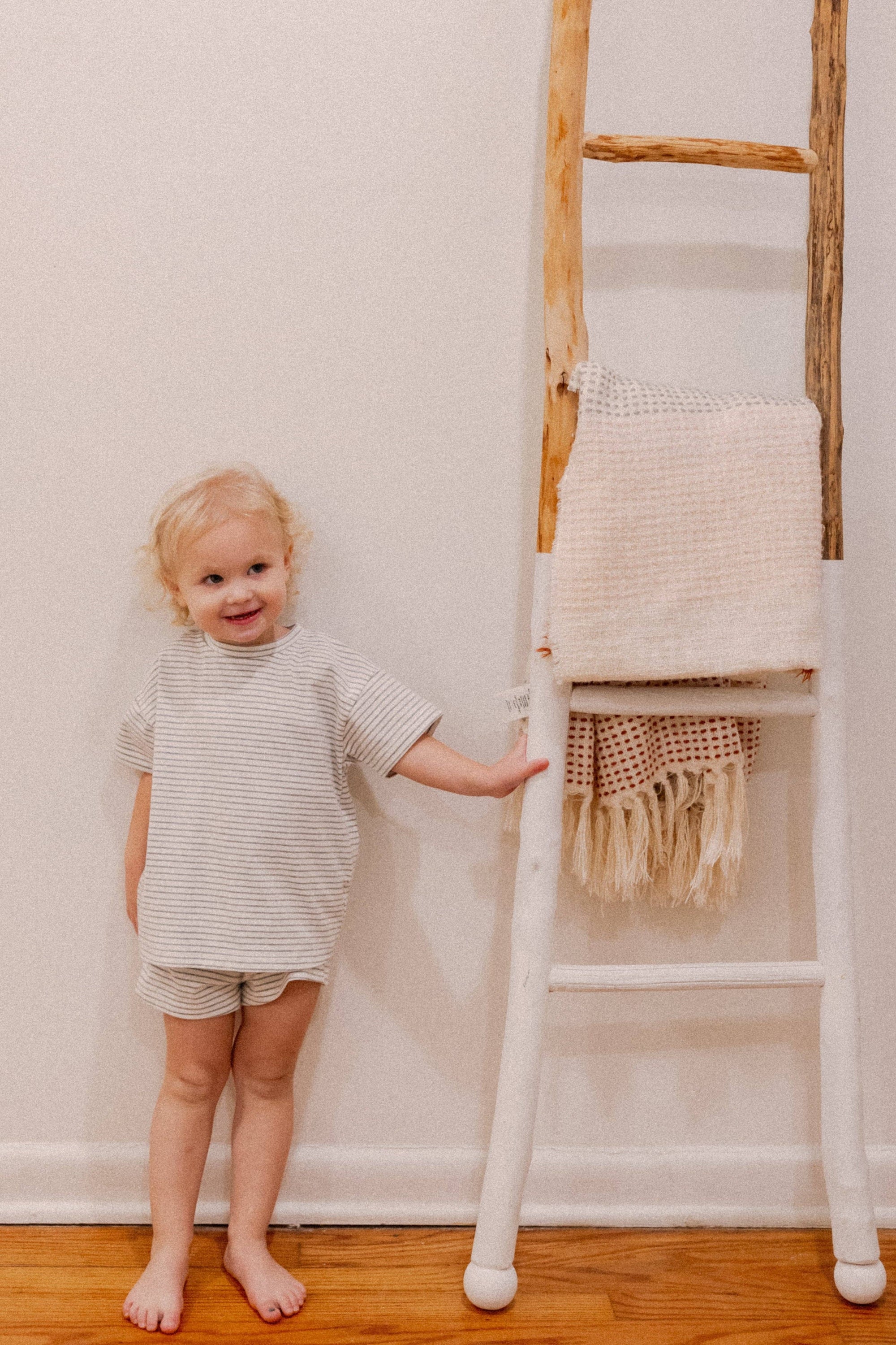 Winnie + Crew - Lou Cotton Set in Grey Stripes