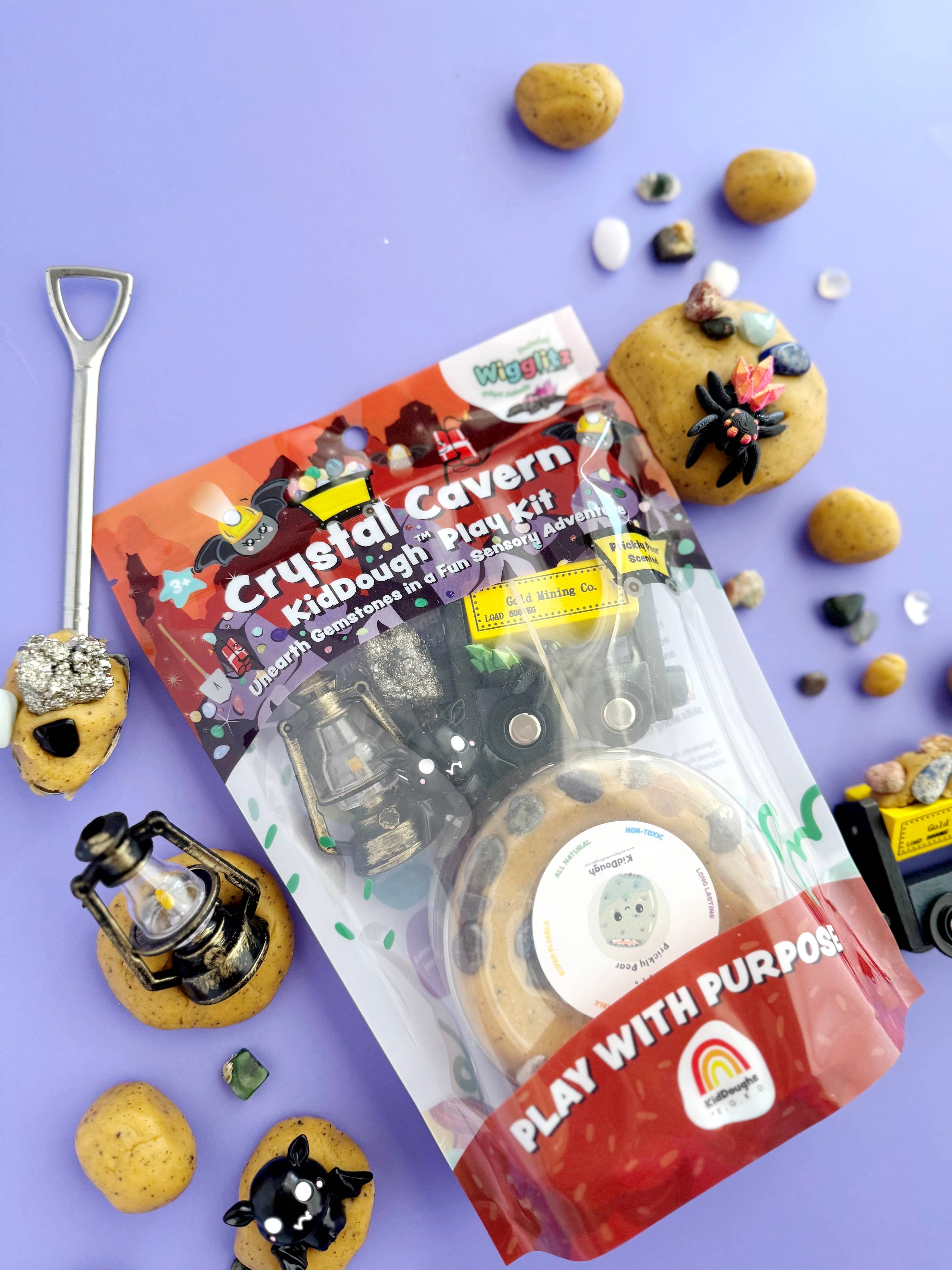 Earth Grown KidDoughs (KidDoughs by EGKD) - Crystal Cavern KidDough Play Kit featuring Wigglitz