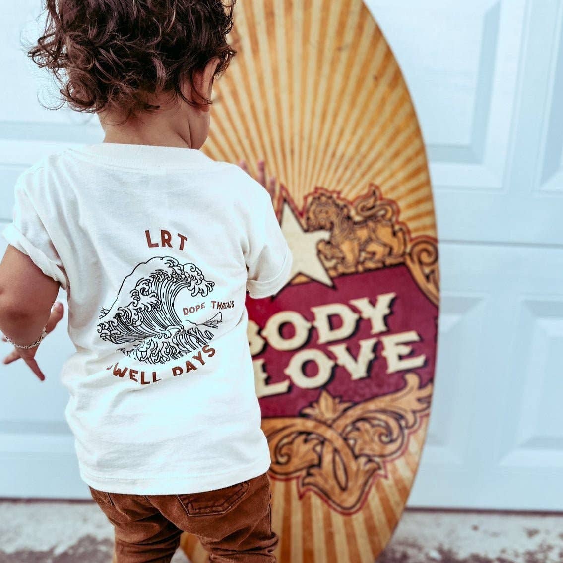 Little Rad Things - Dope Threads Swell Days Tee: 4T / Dark Beige Acid Wash