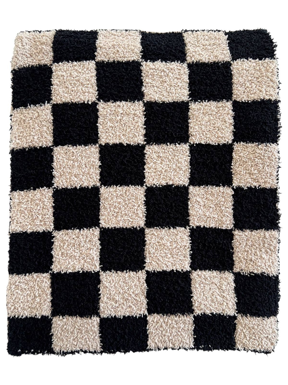 SpearmintLOVE - Phufy® Bliss Checkerboard Blanket, Black/Cocoa