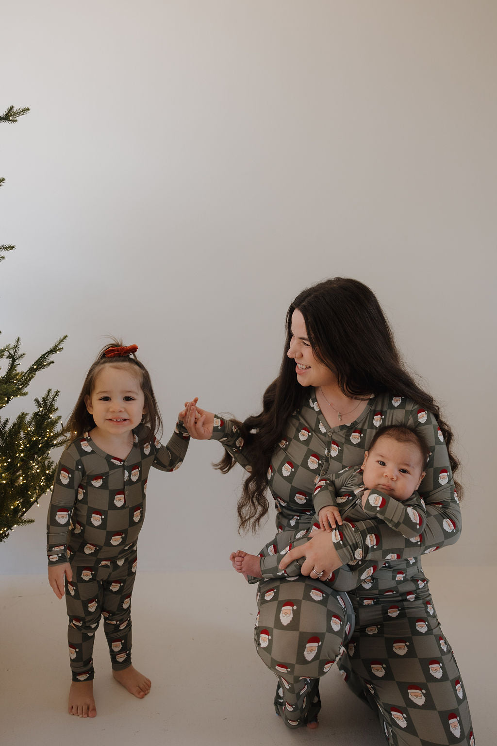 Bamboo Two Piece Pajamas | Santa Checkerboard