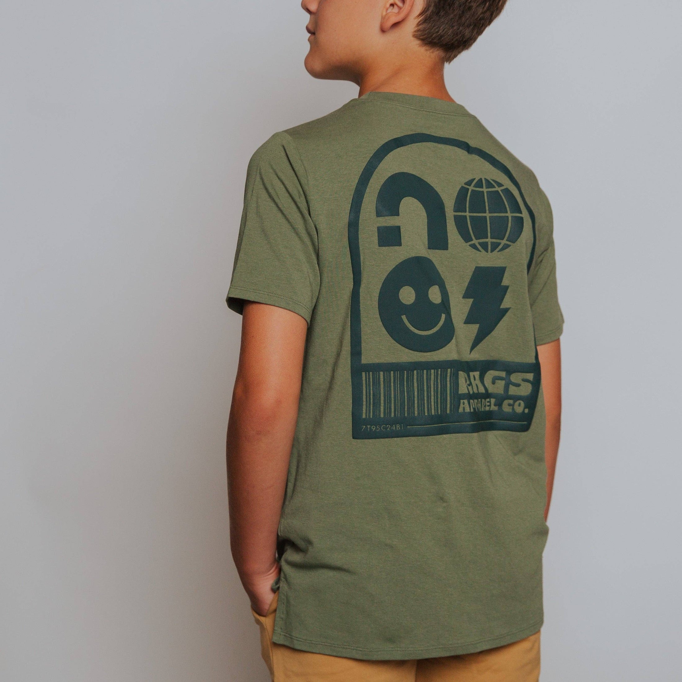 RAGS - Short Sleeve Kids Tee - Olivine: 7/8Y