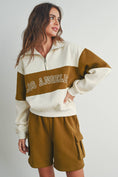 Load image into Gallery viewer, BUTTERMELON - COLOR BLOCKED LOS ANGELES EMBROIDERED SWEATSHIRTS - BMT7261: IVORY / OLIVE / S
