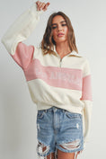 Load image into Gallery viewer, BUTTERMELON - COLOR BLOCKED LOS ANGELES EMBROIDERED SWEATSHIRTS - BMT7261: IVORY / OLIVE / S
