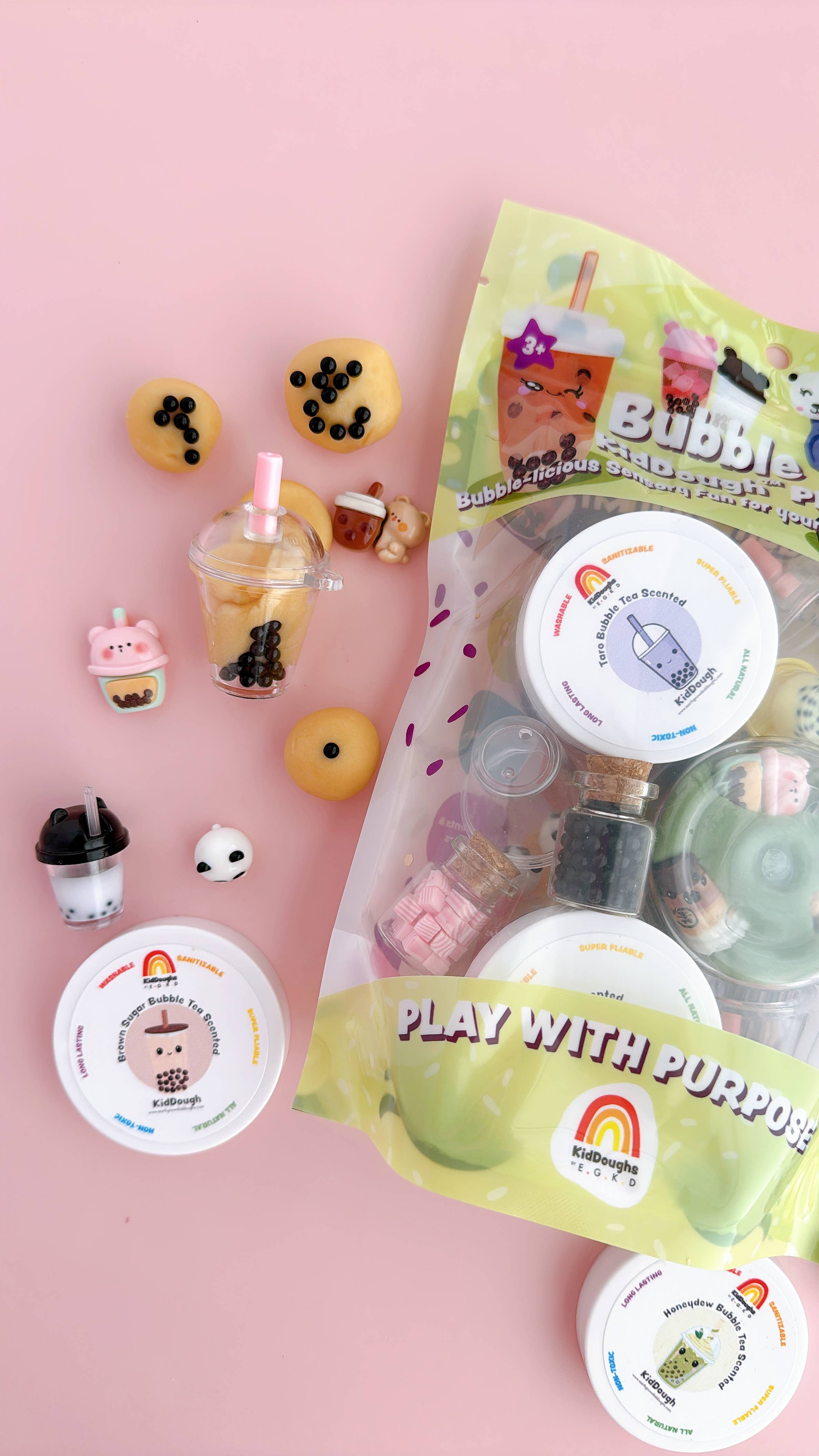 Earth Grown KidDoughs (KidDoughs by EGKD) - Bubble Tea KidDough Play Kit
