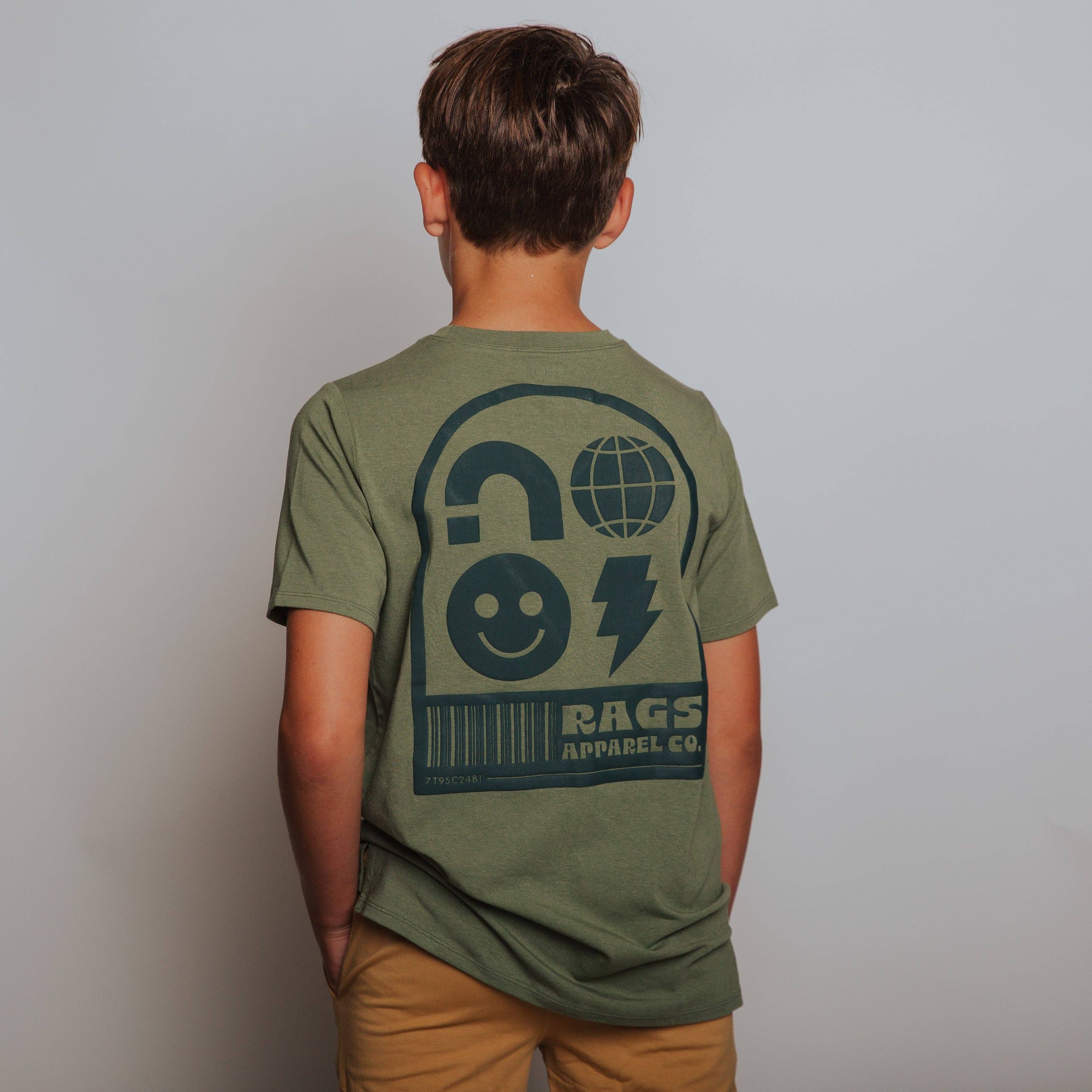 RAGS - Short Sleeve Kids Tee - Olivine: 7/8Y