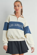 Load image into Gallery viewer, BUTTERMELON - COLOR BLOCKED LOS ANGELES EMBROIDERED SWEATSHIRTS - BMT7261: IVORY / OLIVE / S
