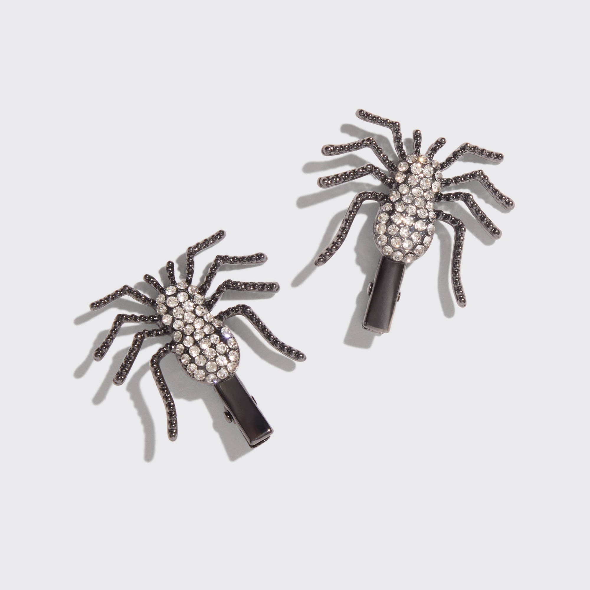 KITSCH - Metal Rhinestone Hair Clips 2pc Set - Spider