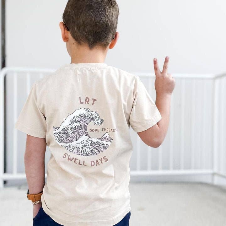 Little Rad Things - Dope Threads Swell Days Tee: 4T / Dark Beige Acid Wash