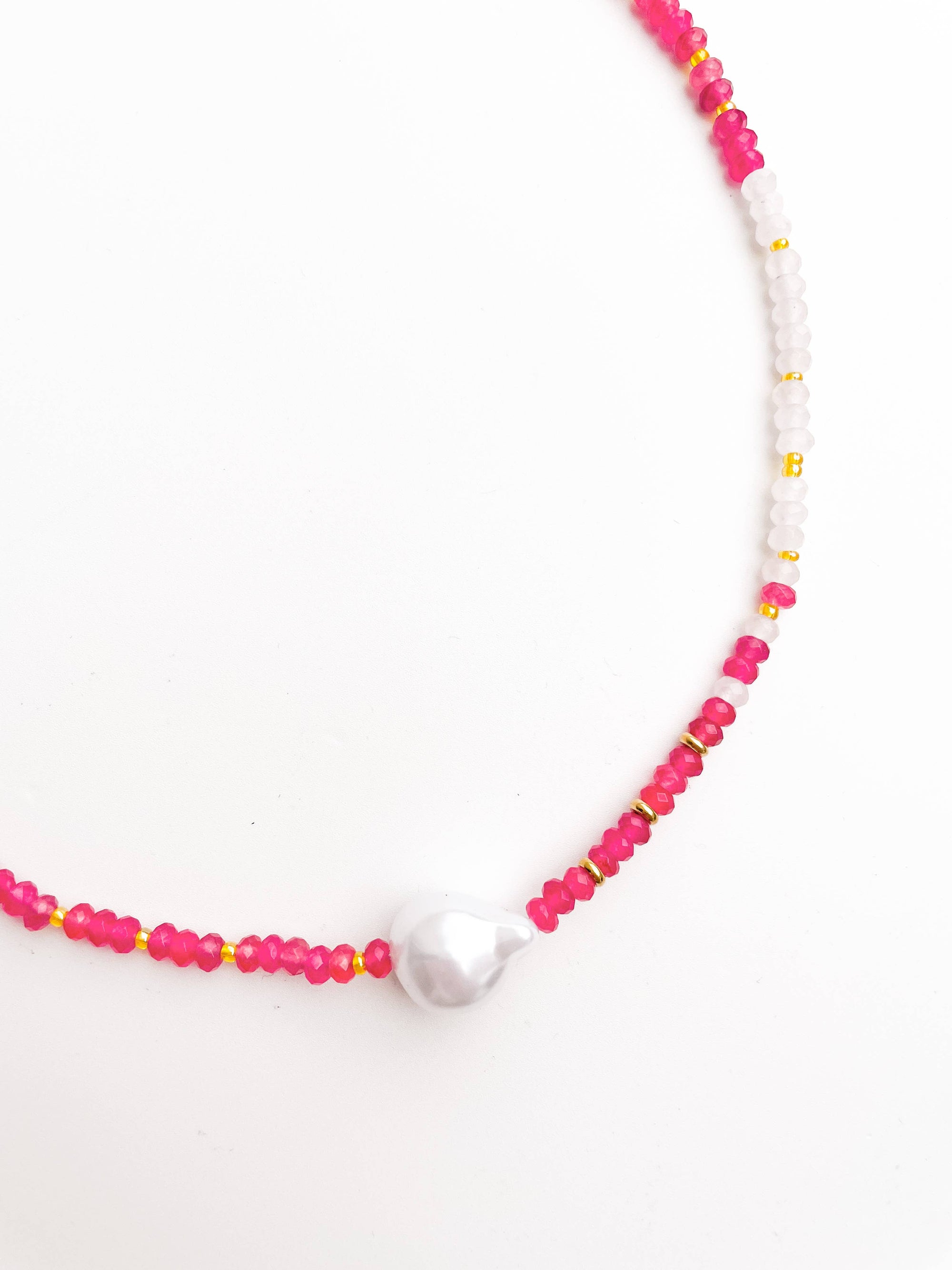 Pip & Co. - Pink Pop - Rainbow Pearl Gemstone Bead Necklace