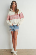 Load image into Gallery viewer, BUTTERMELON - COLOR BLOCKED LOS ANGELES EMBROIDERED SWEATSHIRTS - BMT7261: IVORY / OLIVE / M
