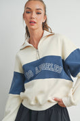 Load image into Gallery viewer, BUTTERMELON - COLOR BLOCKED LOS ANGELES EMBROIDERED SWEATSHIRTS - BMT7261: IVORY / OLIVE / S
