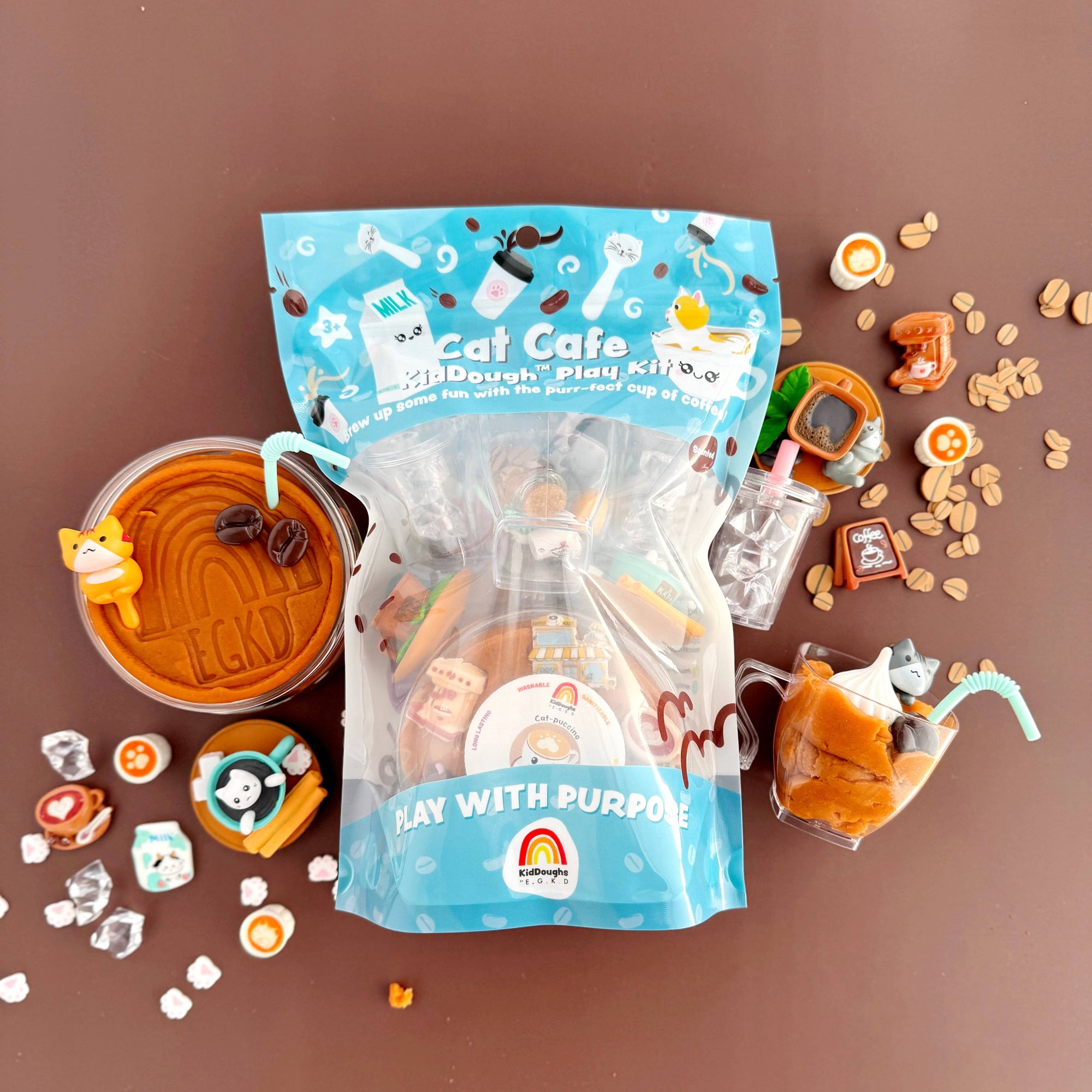 Earth Grown KidDoughs (KidDoughs by EGKD) - Cat Cafe KidDough Play Kit
