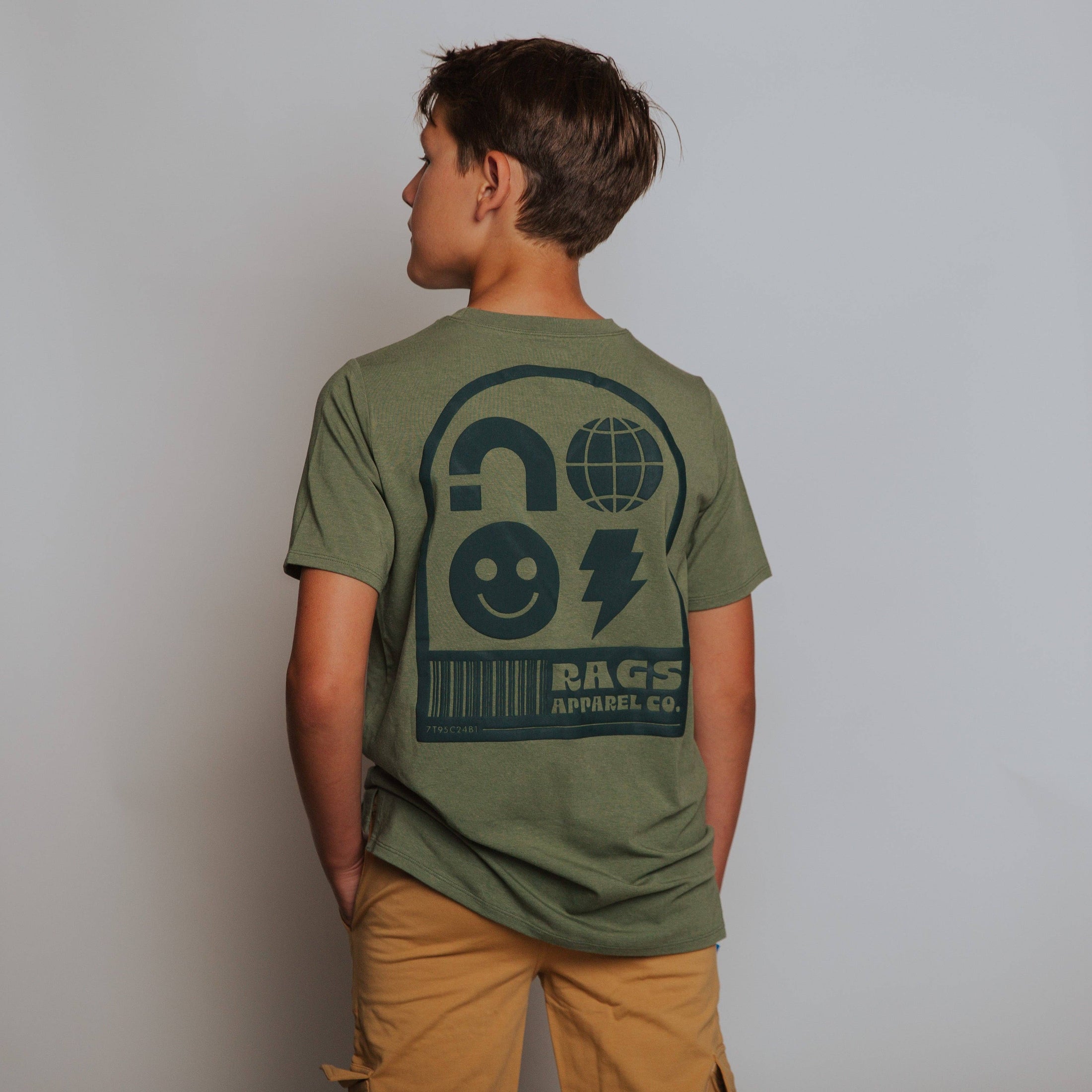 RAGS - Short Sleeve Kids Tee - Olivine: 7/8Y