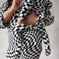 Load image into Gallery viewer, B&W Wavy Checker | Bamboo Zip Romper
