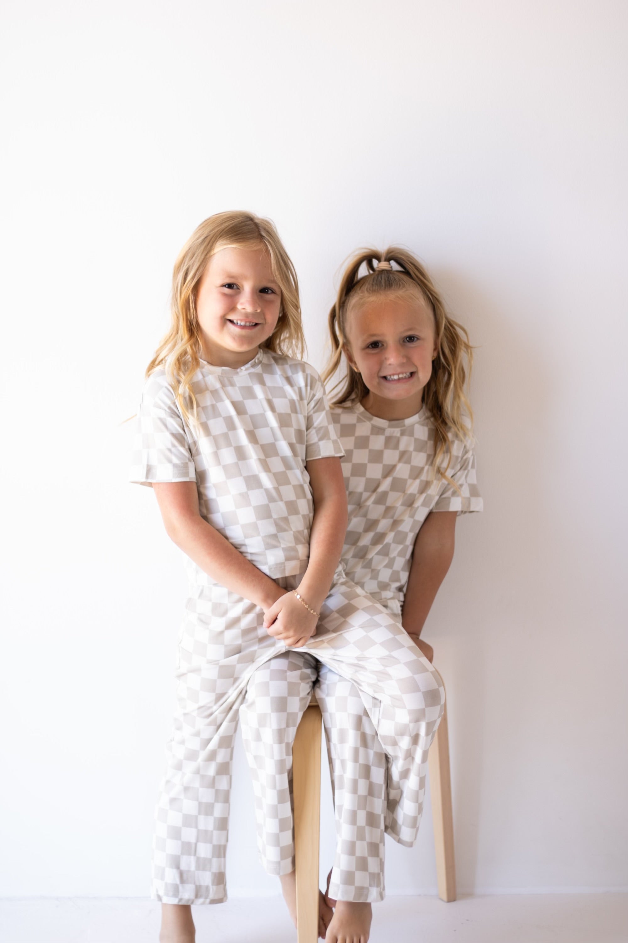 Child Boxy Tee Lounge Set | Checkerboard