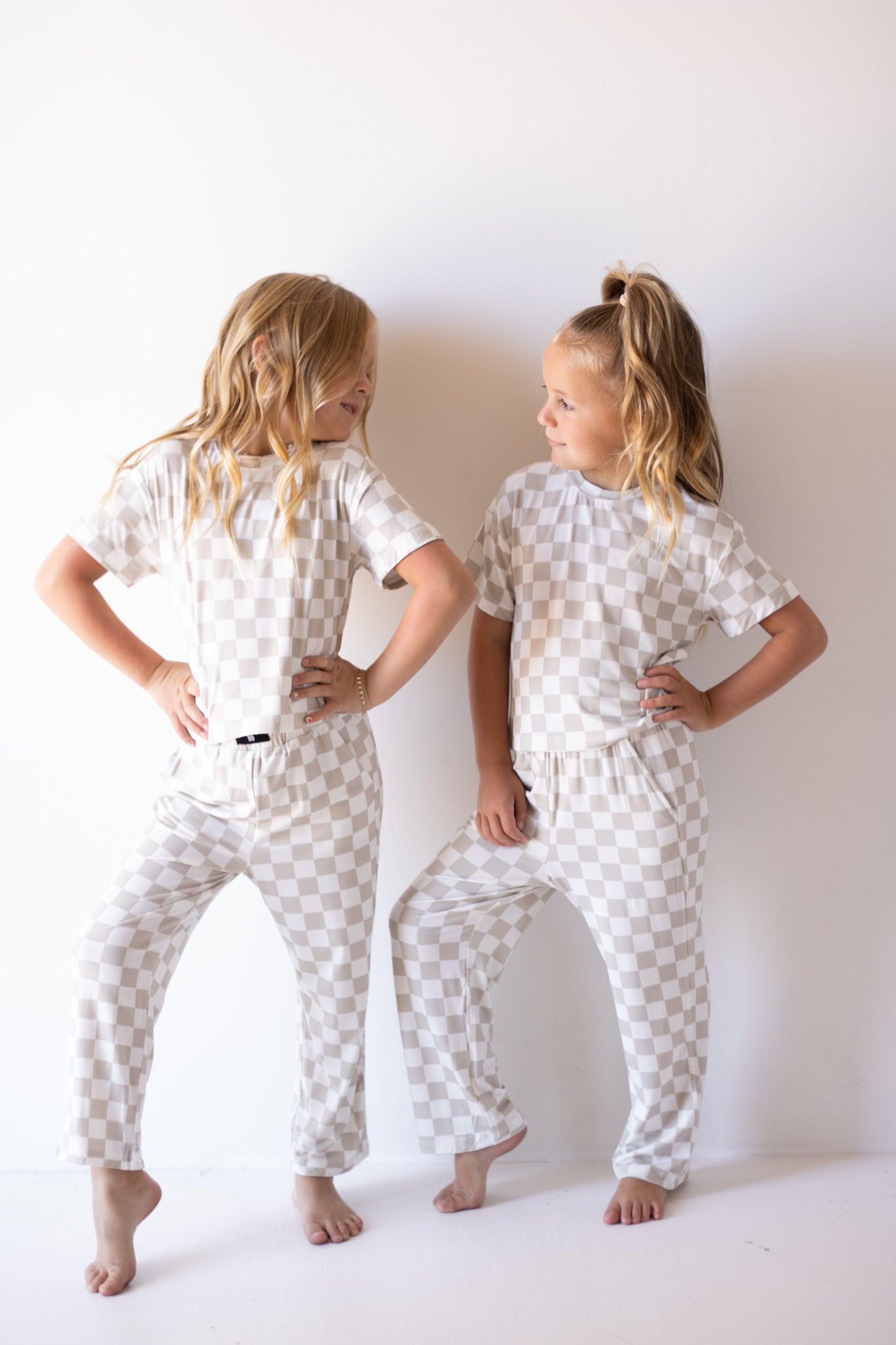 Child Boxy Tee Lounge Set | Checkerboard