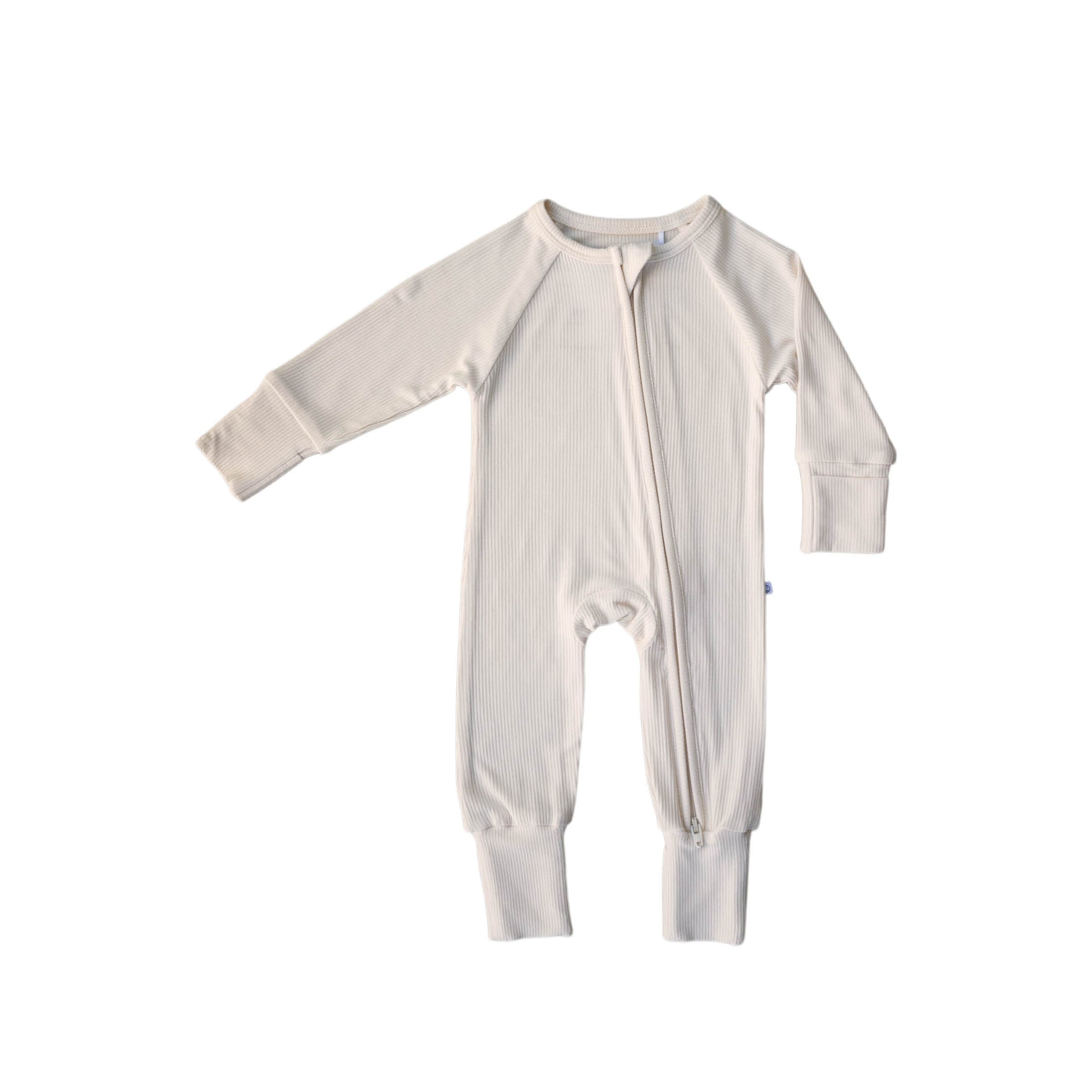 Ivory Ribbed | Bamboo Zip Romper