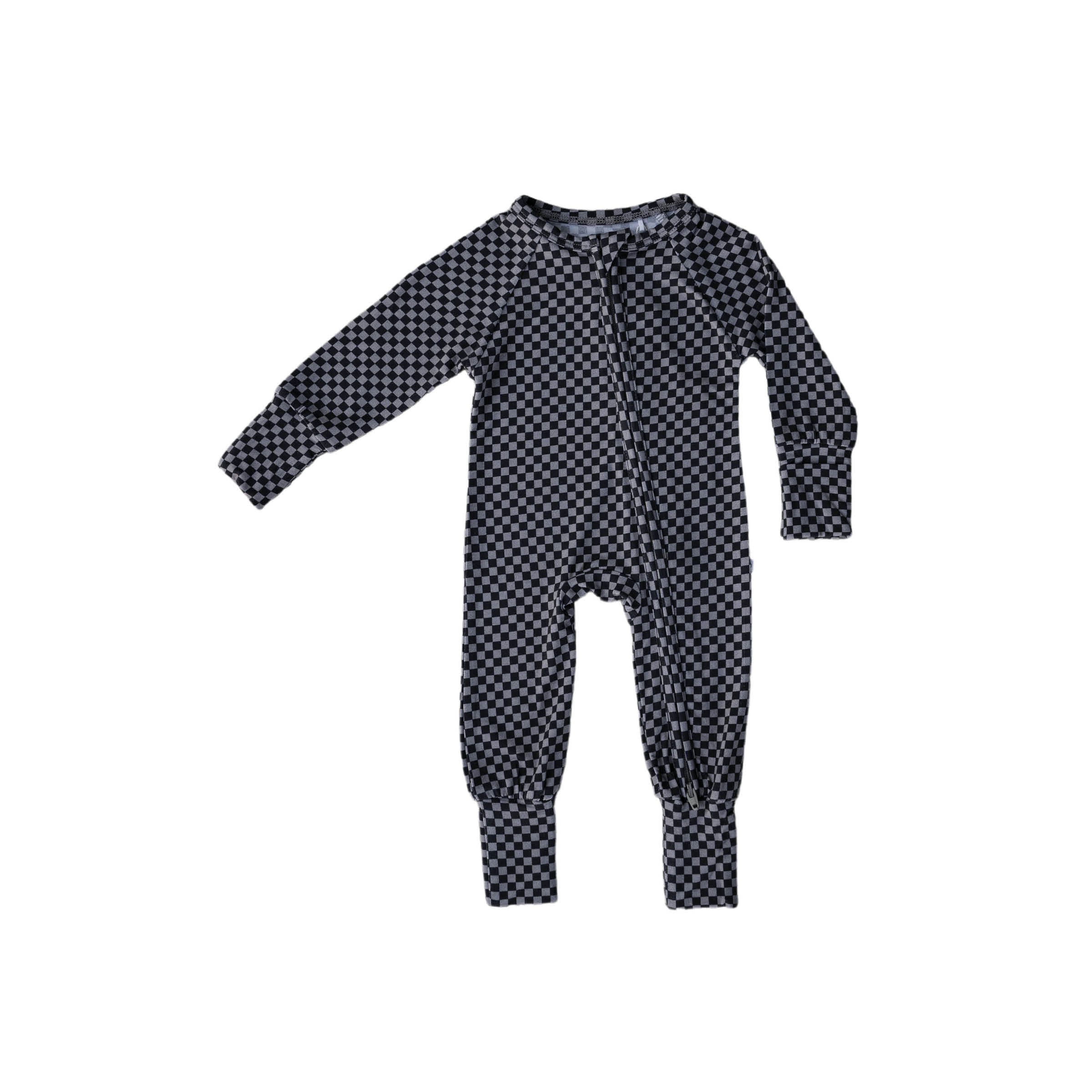 Midnight Checker | Bamboo Zip Romper