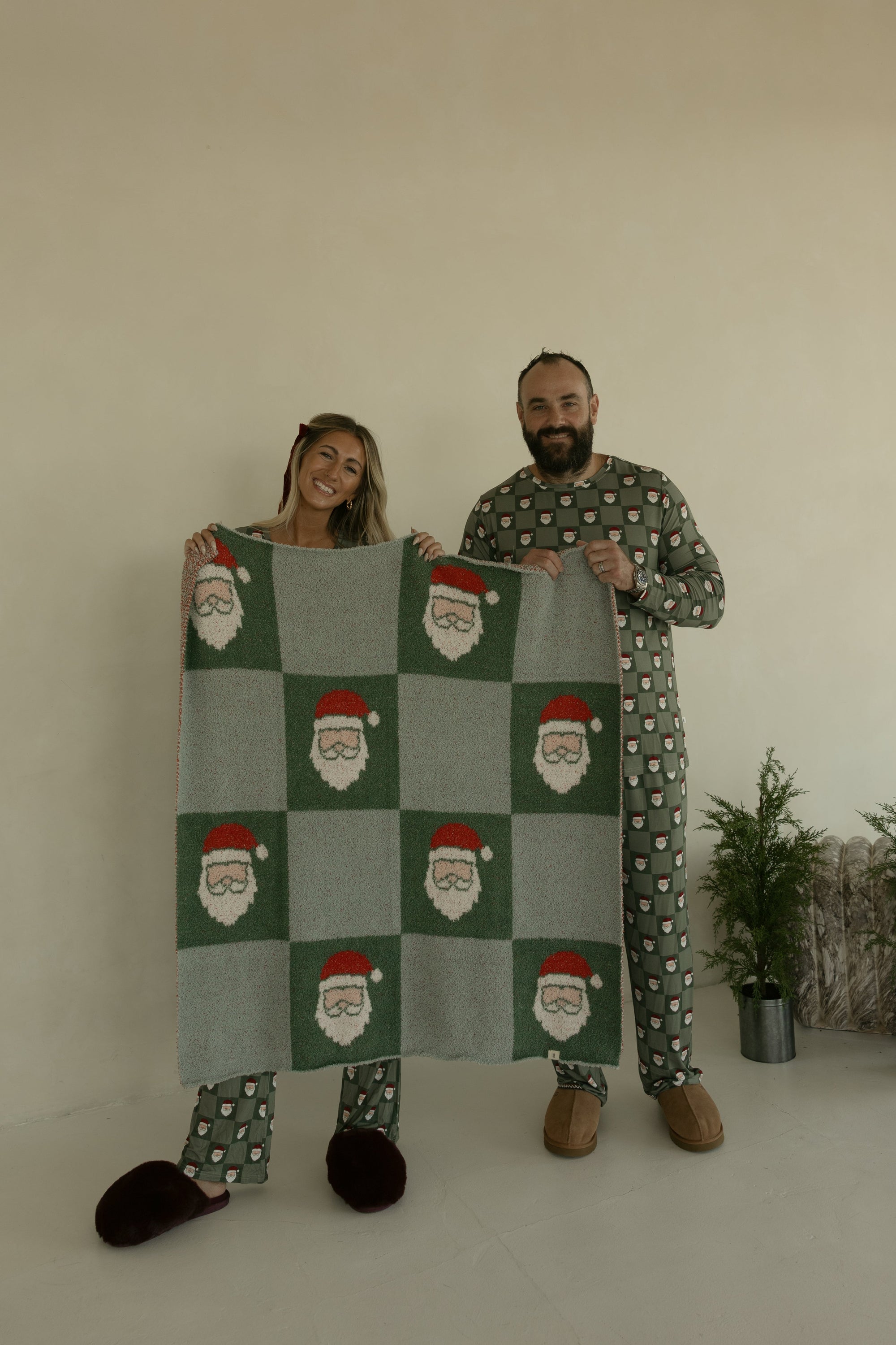 Plush Blanket | Santa Checkerboard