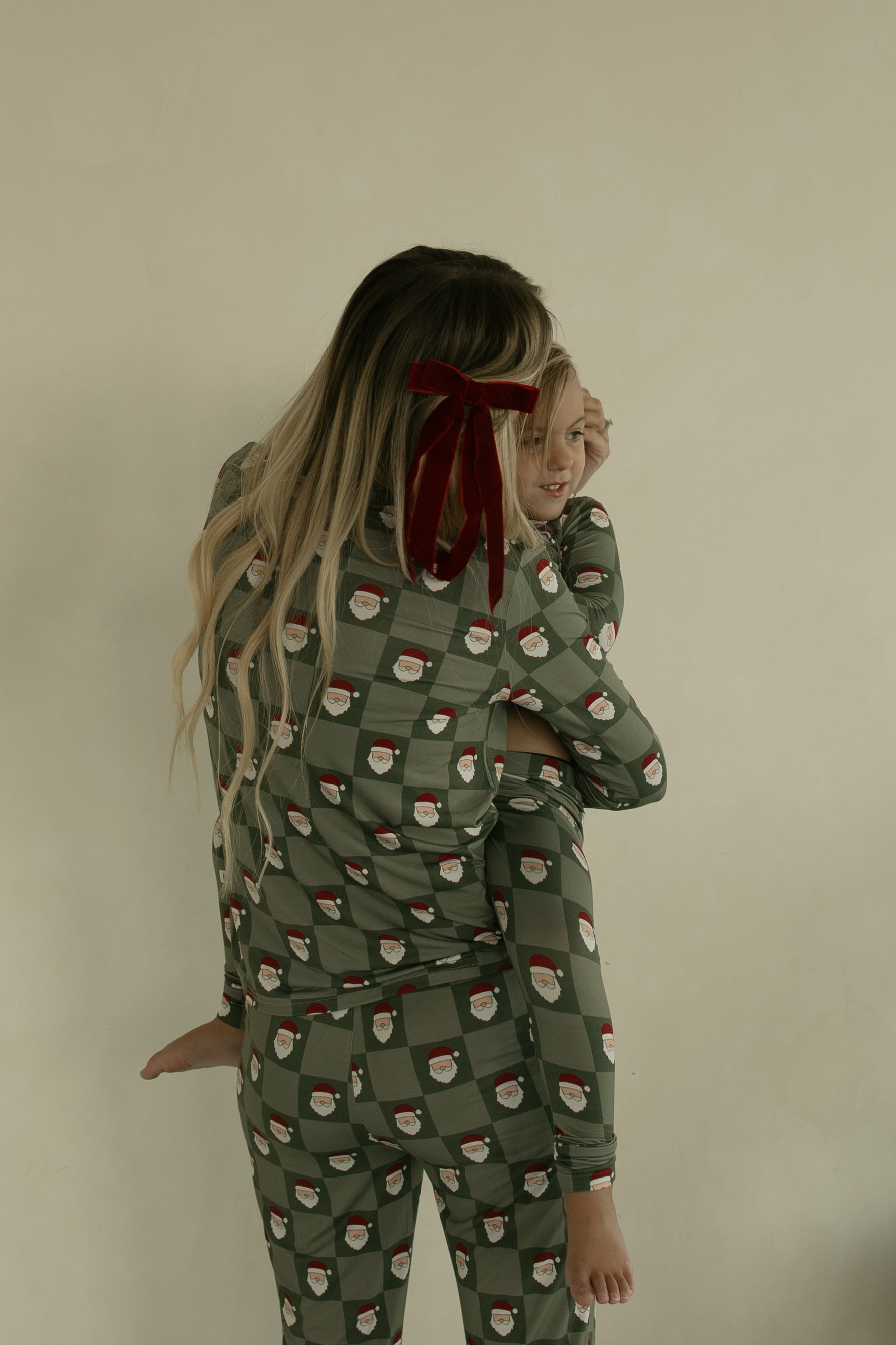 Women's Bamboo Pajamas | Santa Checkerboard