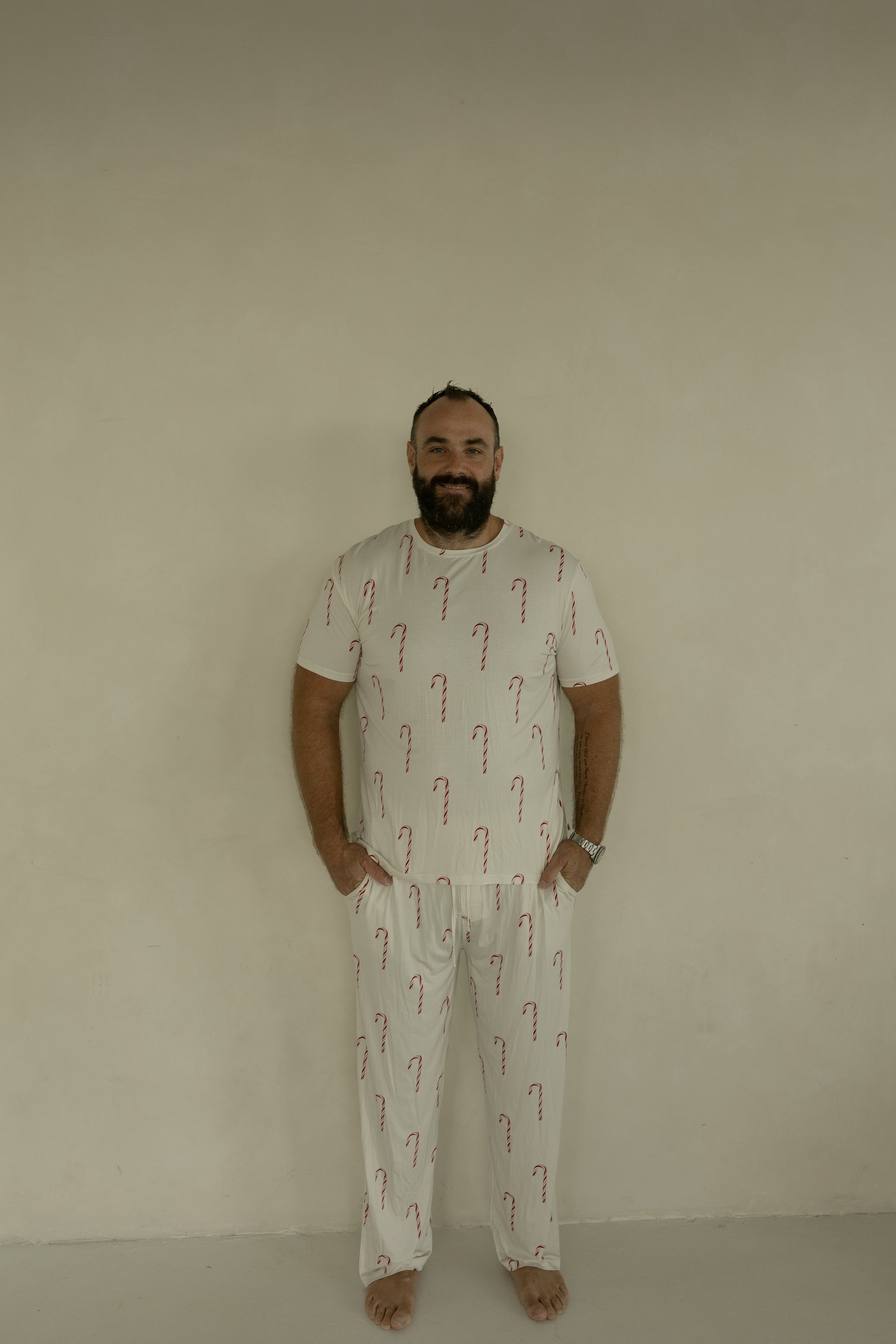 Men's Short Sleeve Bamboo Pajamas | Candy Cane