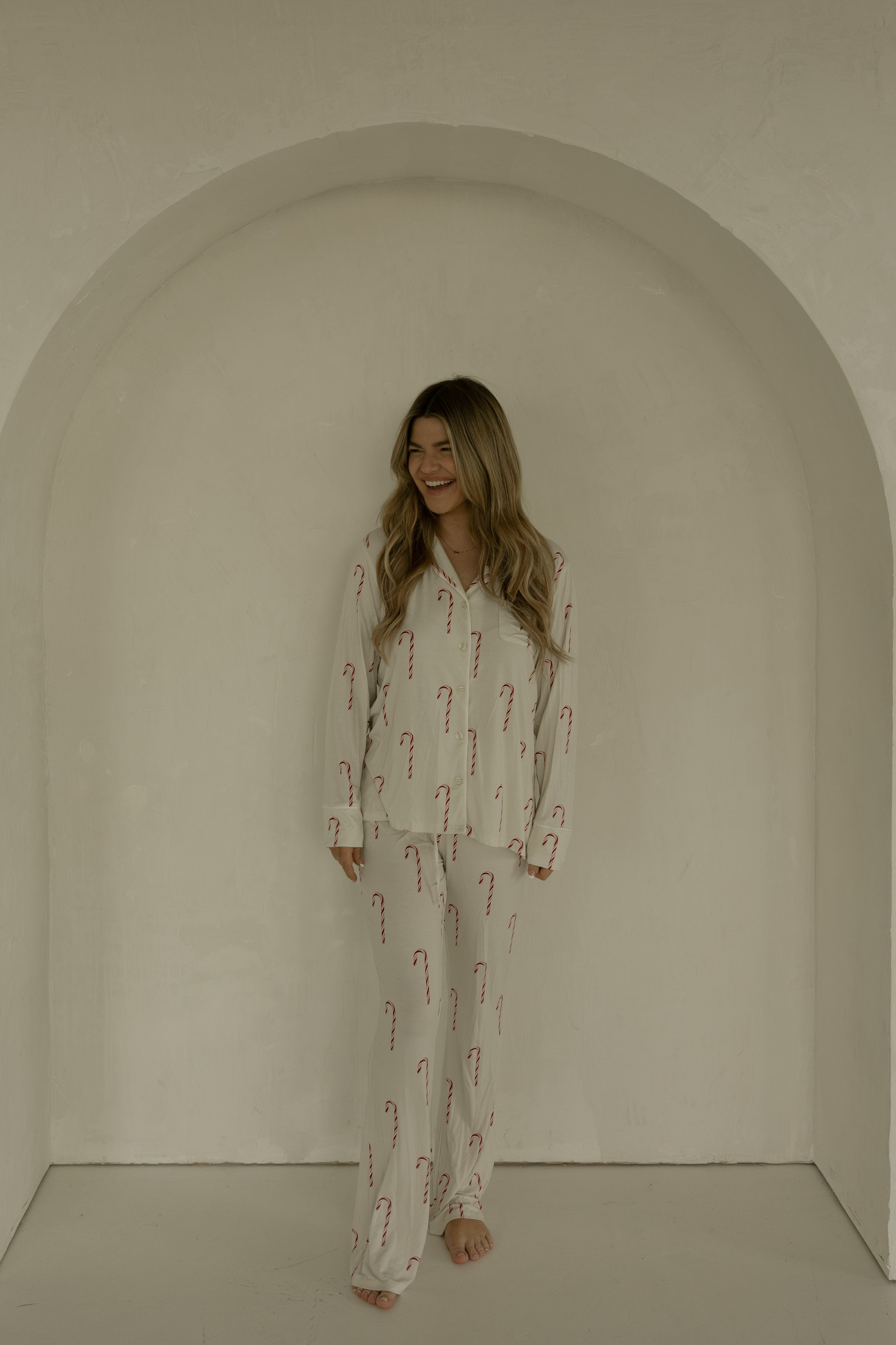 Long Sleeve Women's Bamboo Pajamas | Candy Cane