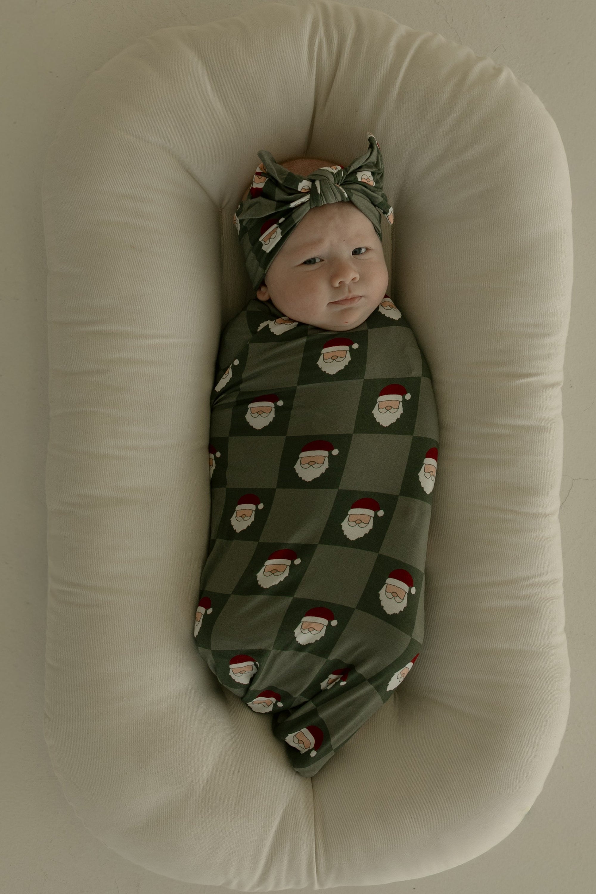 Bamboo Swaddle | Santa Checkerboard