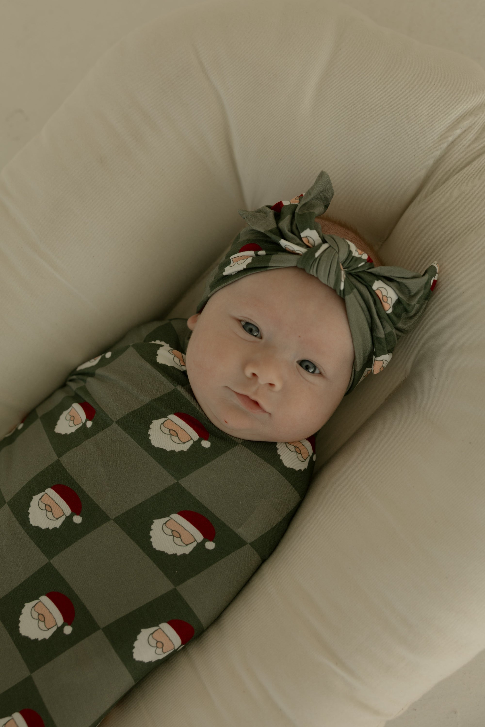 Bamboo Swaddle | Santa Checkerboard