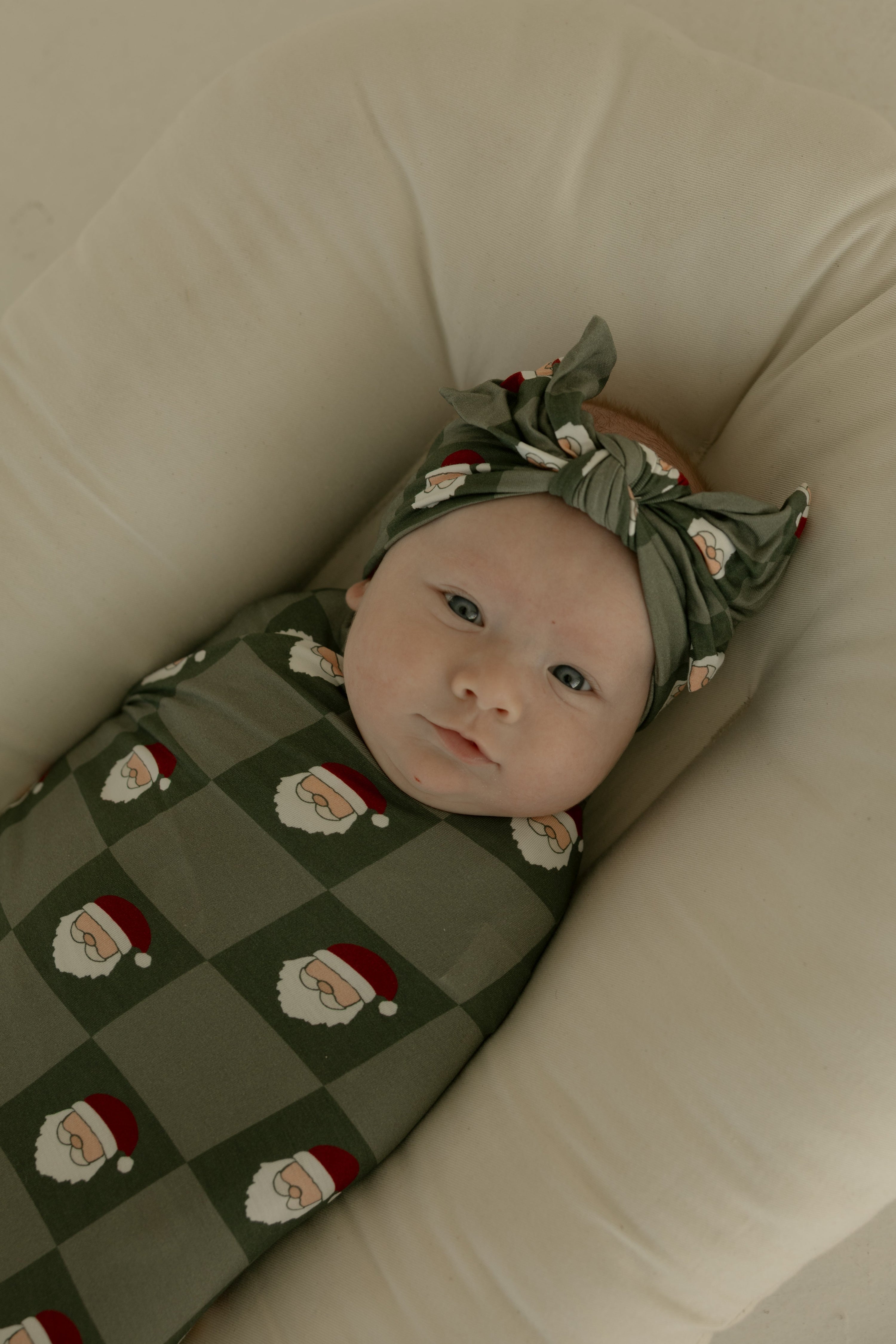 Bamboo Swaddle | Santa Checkerboard