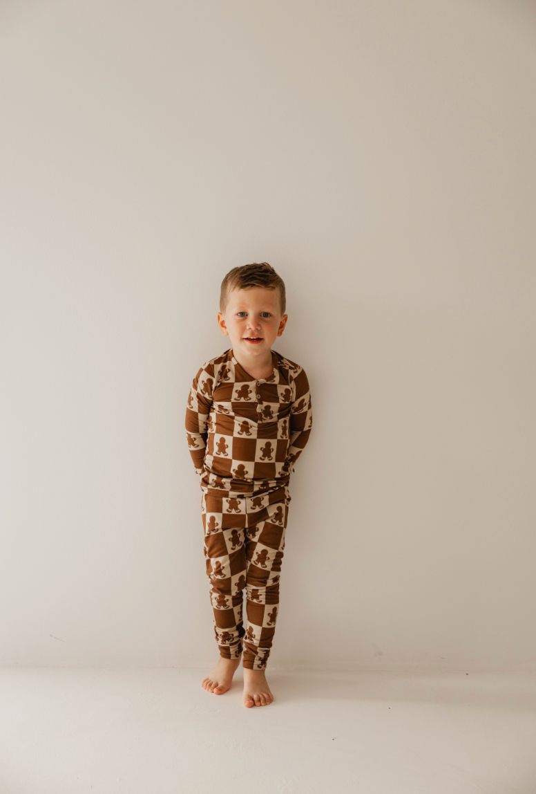 Bamboo Two Piece Pajamas | Gingerbread Checkerboard 2024