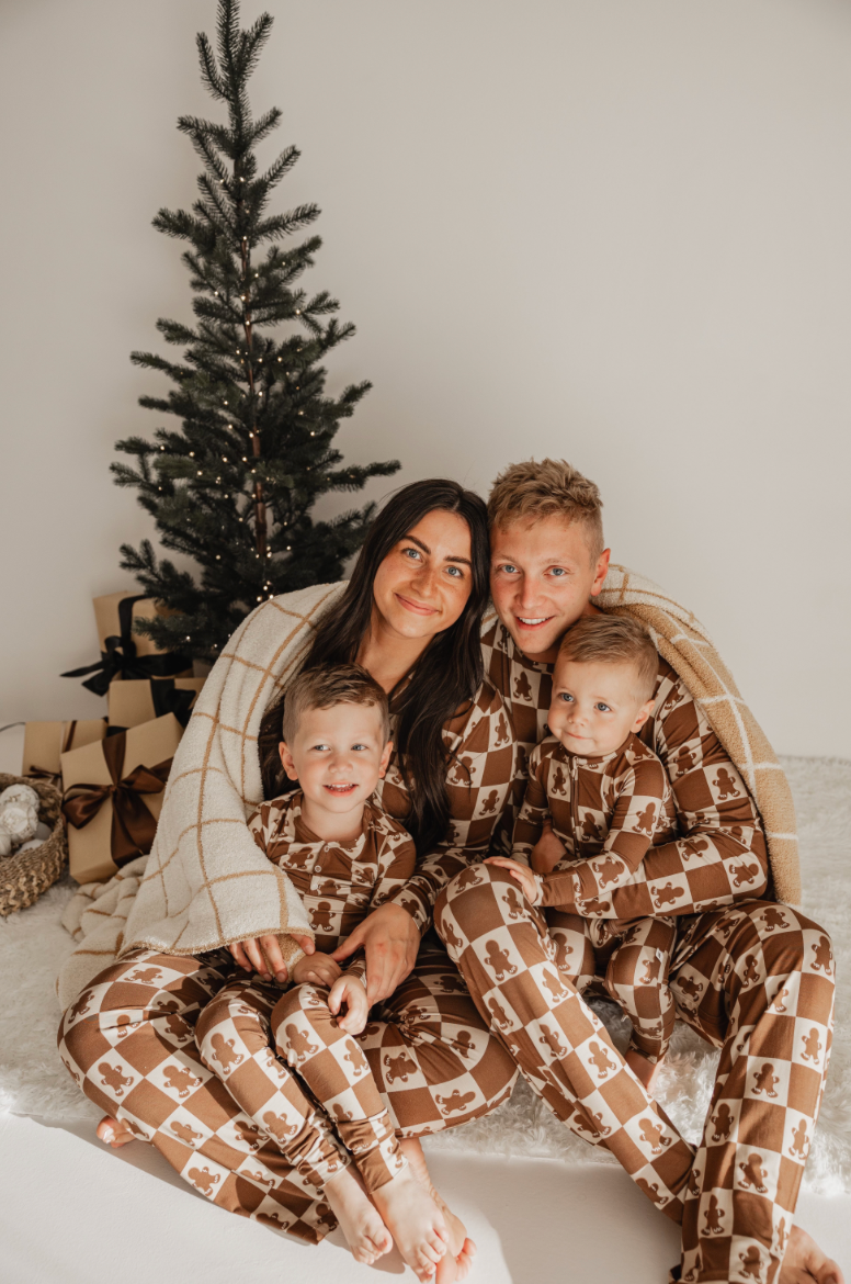 Bamboo Two Piece Pajamas | Gingerbread Checkerboard 2024