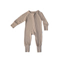 Load image into Gallery viewer, Tan Ribbed | Bamboo Zip Romper
