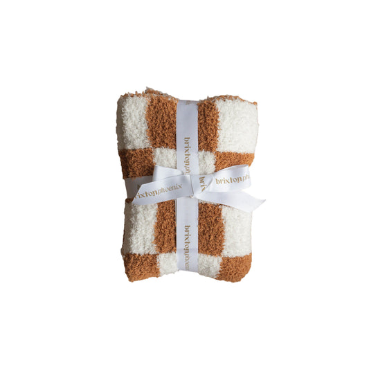 Almond Check | XS Plush Blanket