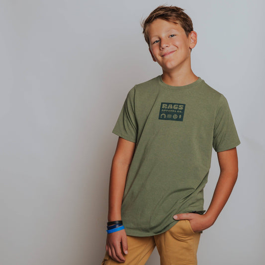 RAGS - Short Sleeve Kids Tee - Olivine: 5/6Y